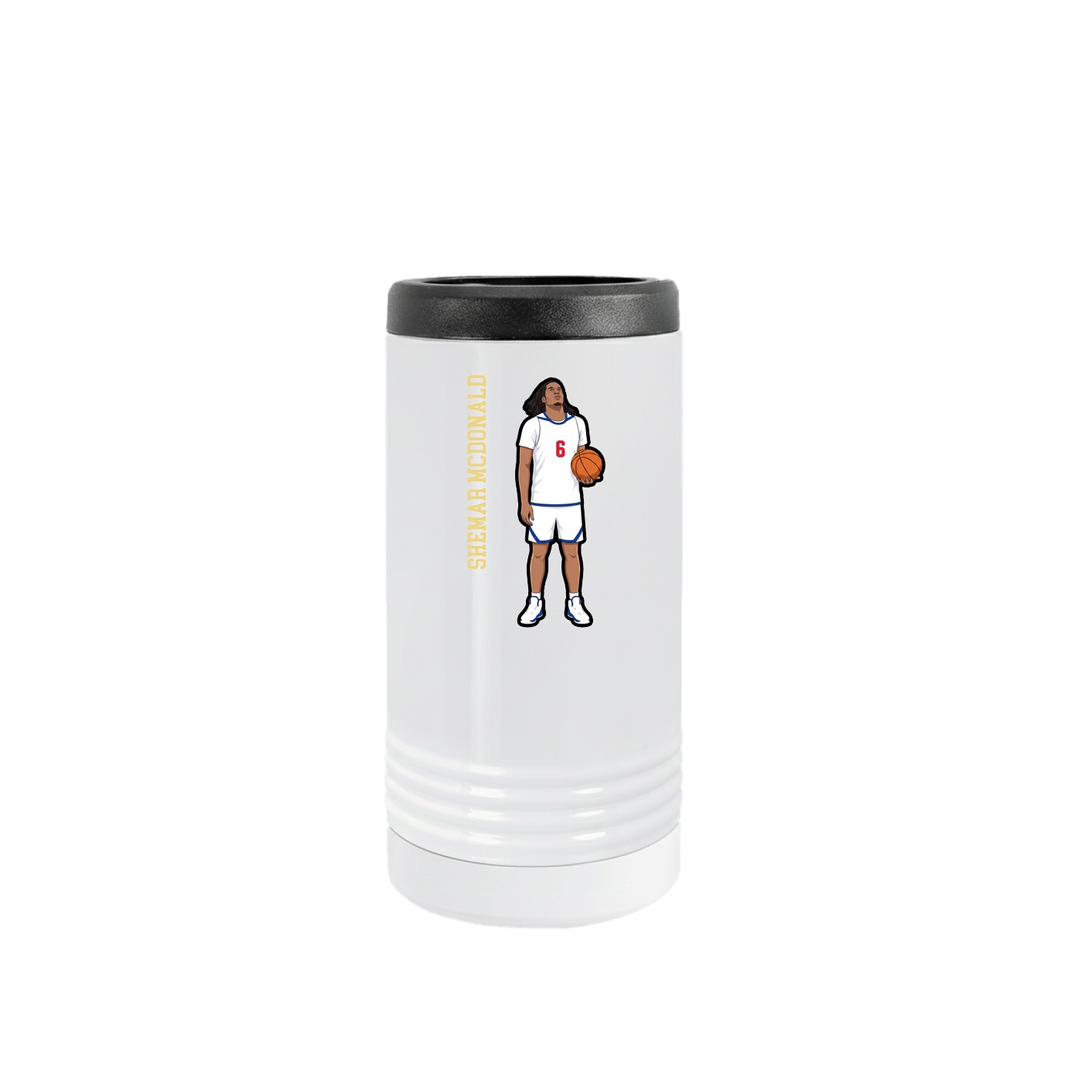 Slim Beverage Holder — Name Vertical in White
