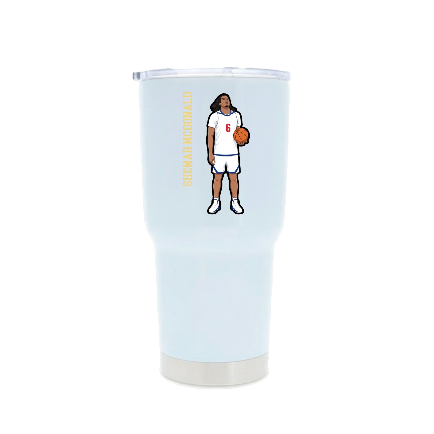 30oz Stainless Steel Tumbler — Name Vertical in White