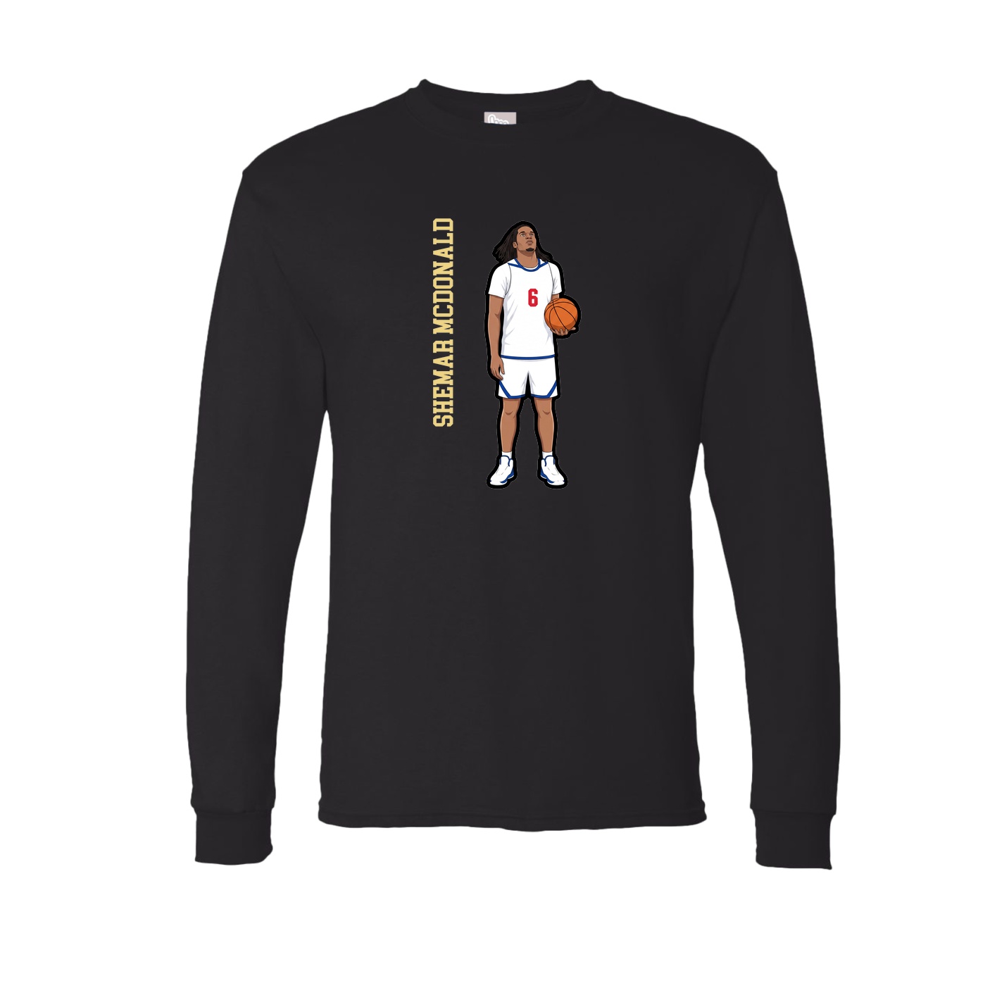 Long Sleeve Tee — Name Vertical in Black