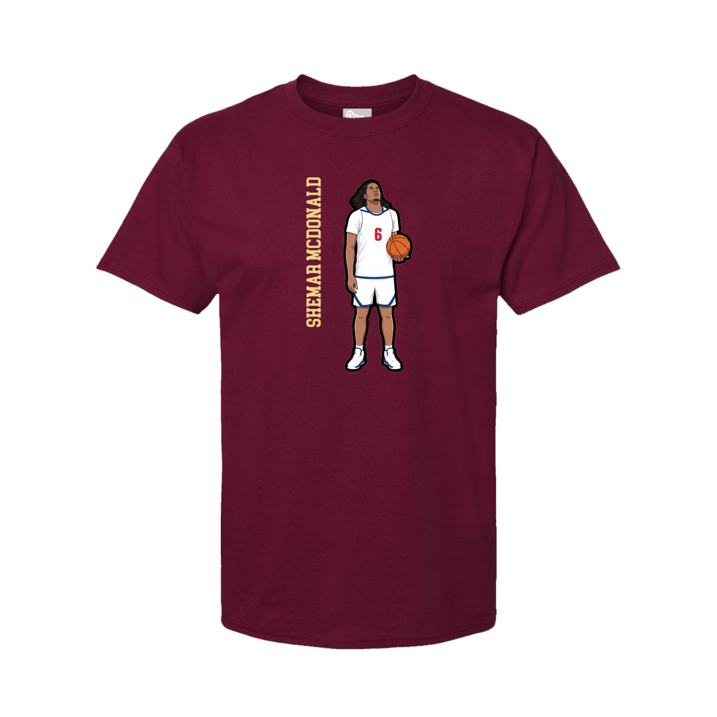 Youth Tee — Name Vertical in Cardinal