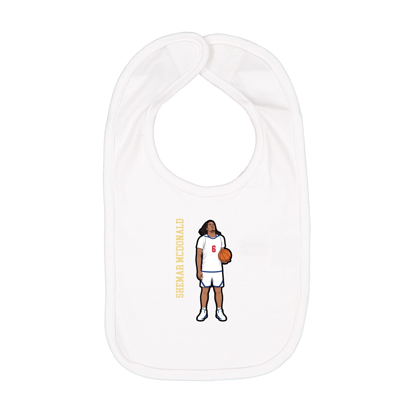 Infant Bib — Name Vertical in White