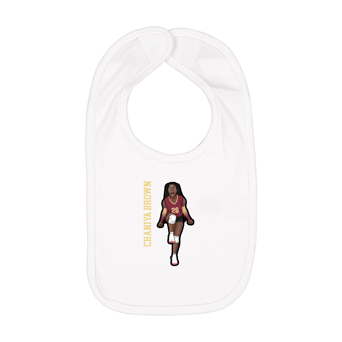 Infant Bib — Name Vertical in White