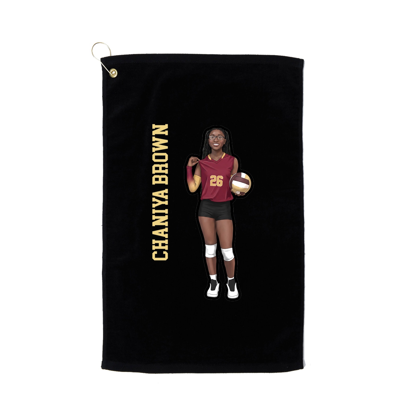 Golf Towel — Name Vertical in Black