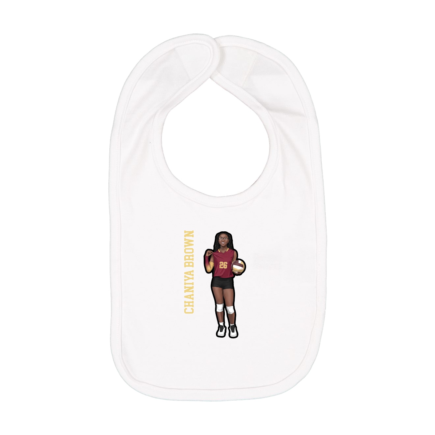 Infant Bib — Name Vertical in White