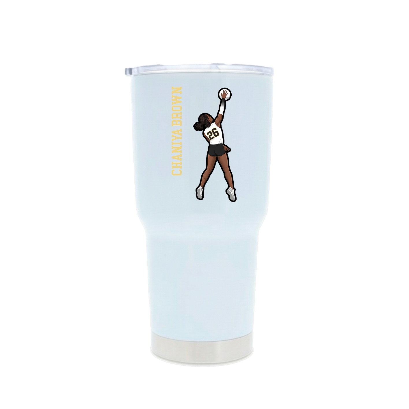 30oz Stainless Steel Tumbler — Name Vertical in White