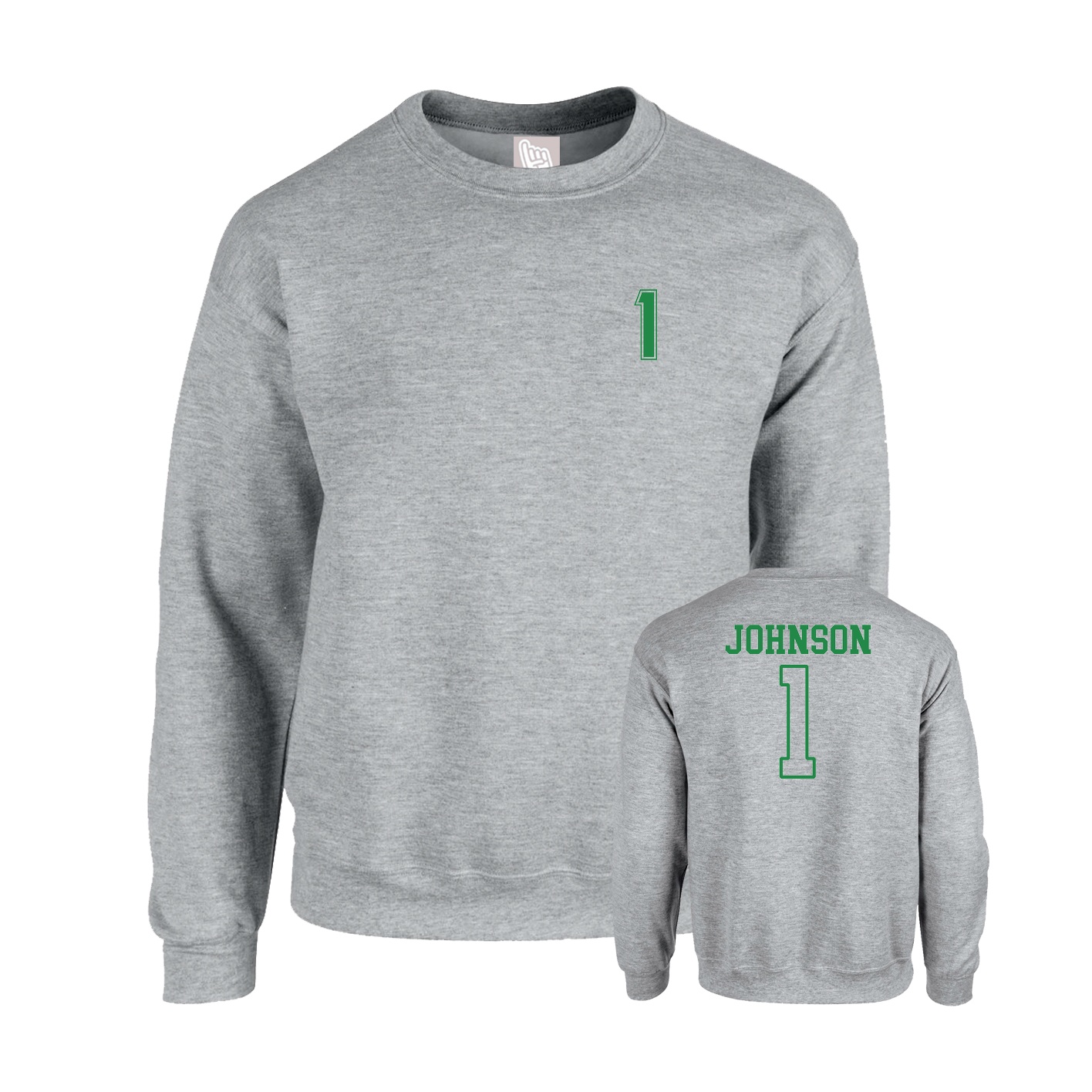 Fleece Crew — Chest Back in Grey