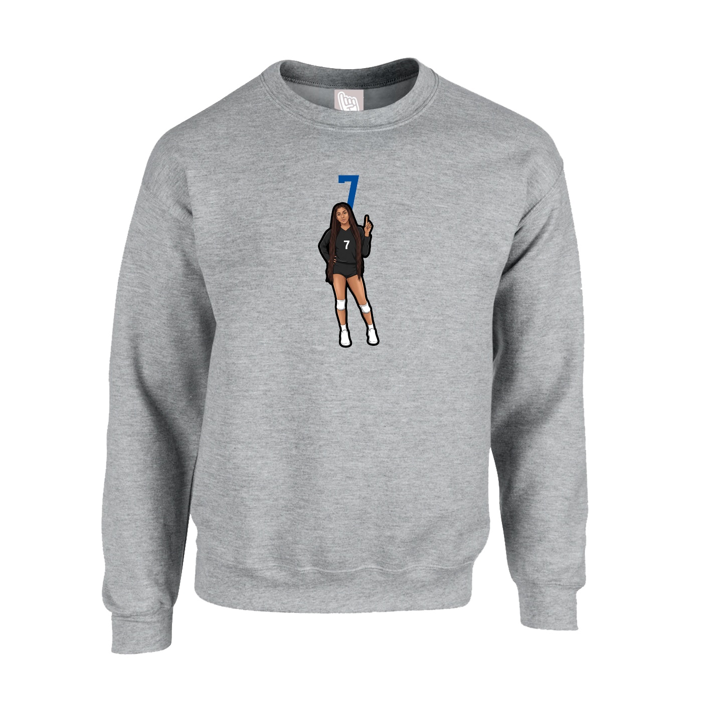 Fleece Crew — Number Top in Grey