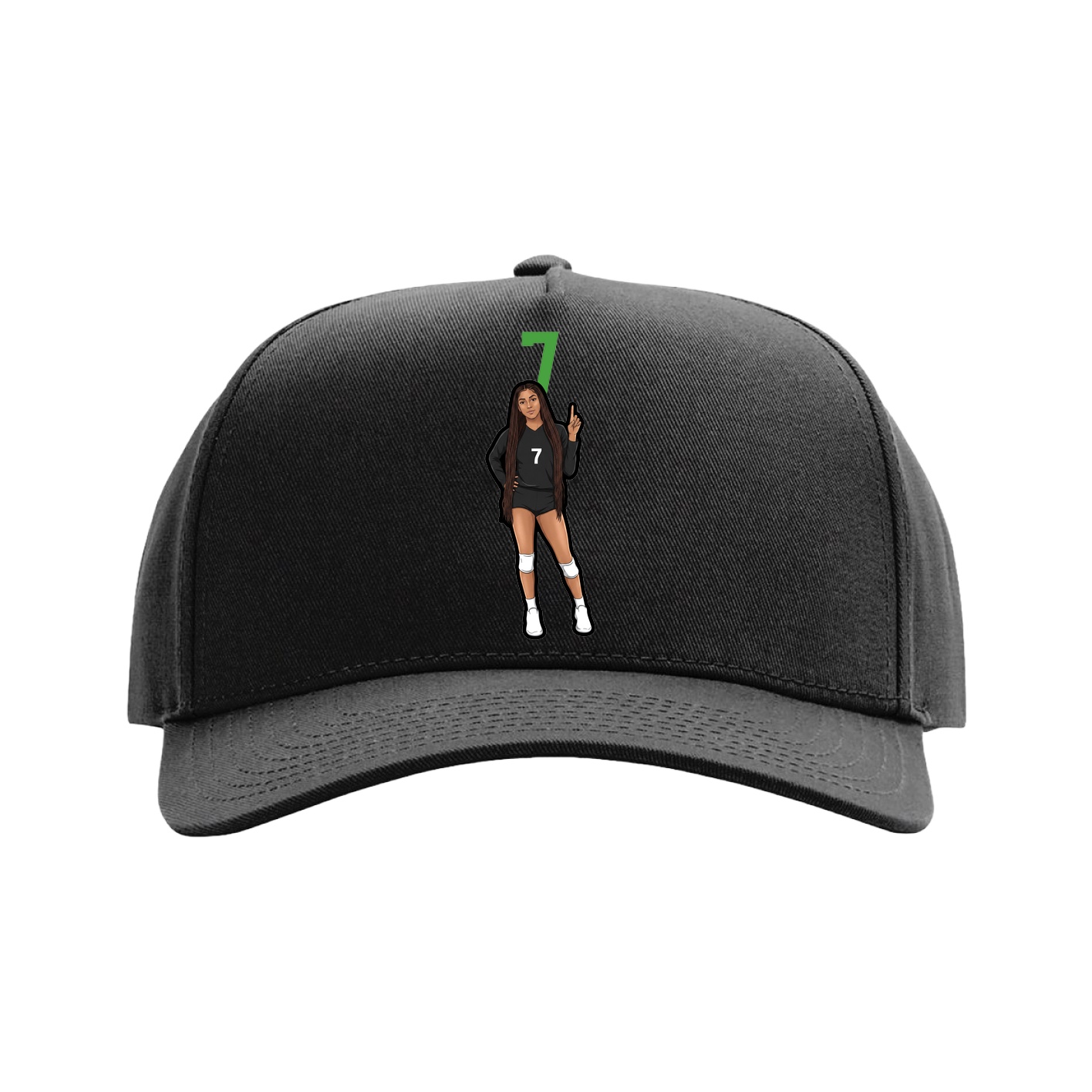 Full Fabric Five-Panel Champ Cap — Number Top in Black