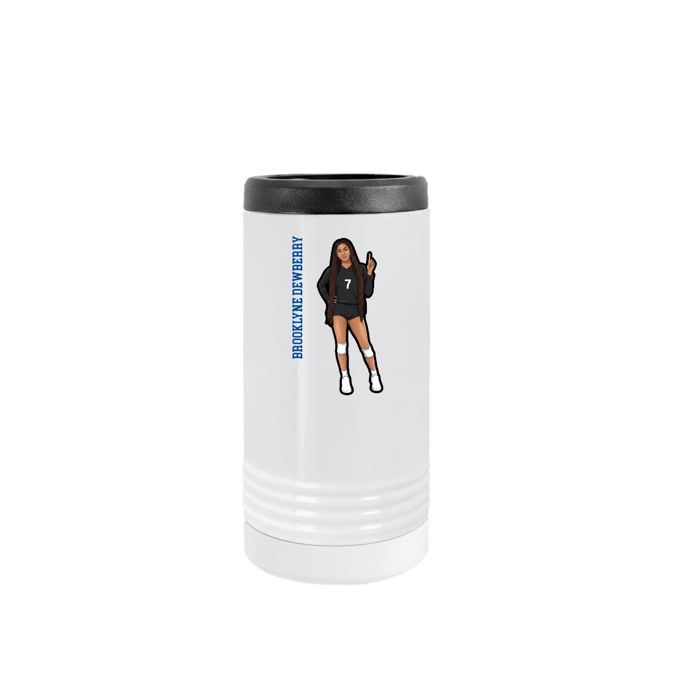 Slim Beverage Holder — Name Vertical in White