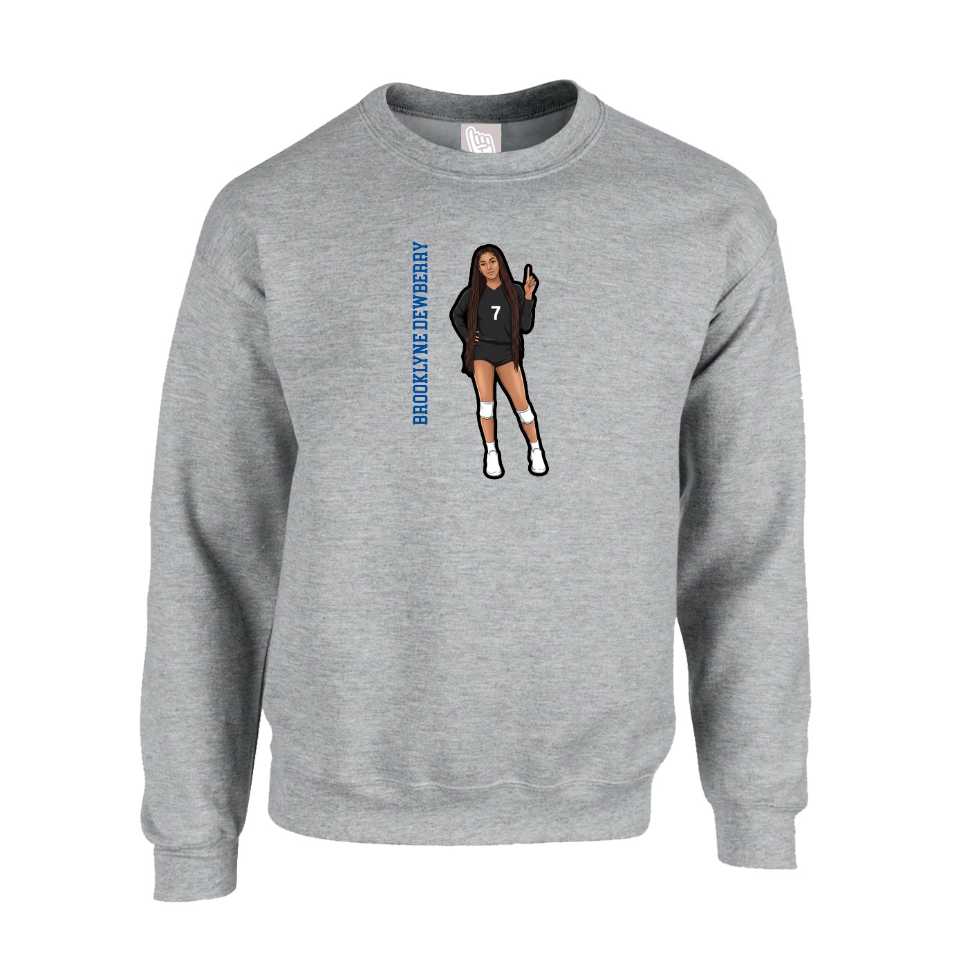 Fleece Crew — Name Vertical in Grey