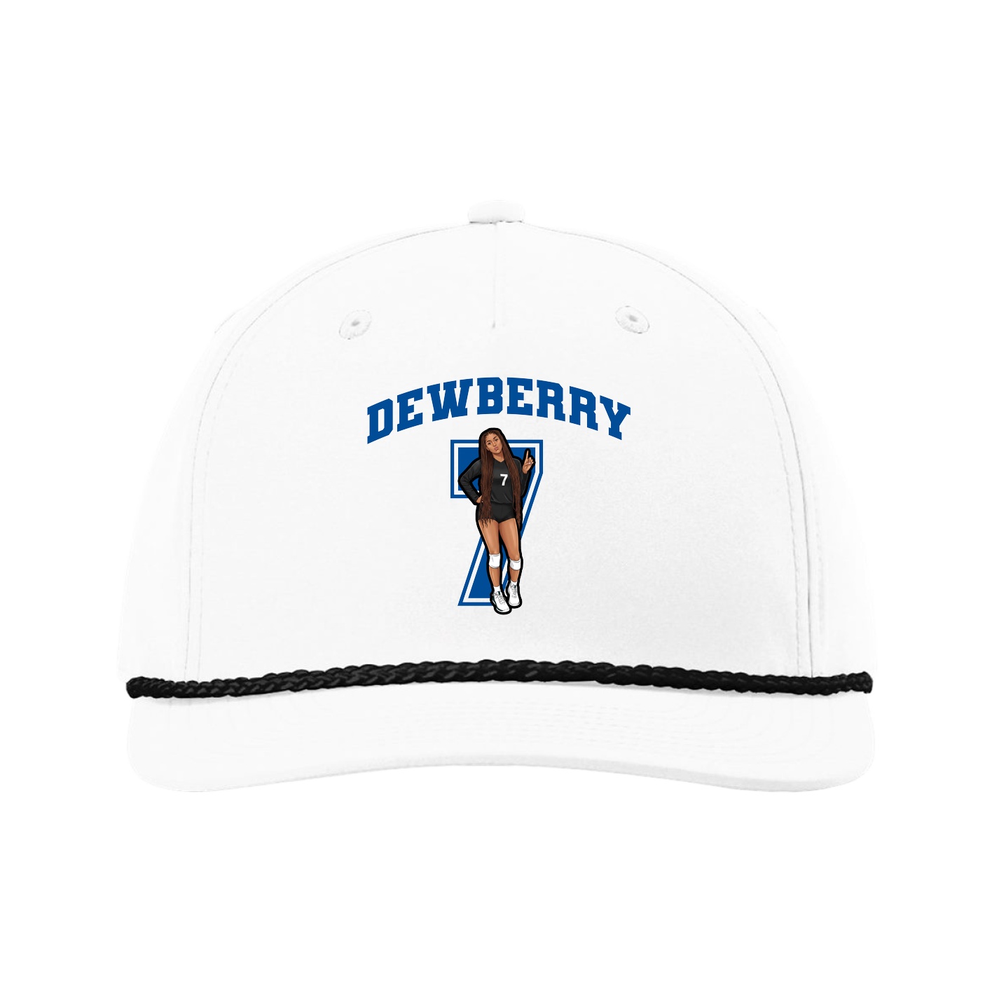 Five-Panel Classic Rope Cap — Number in White