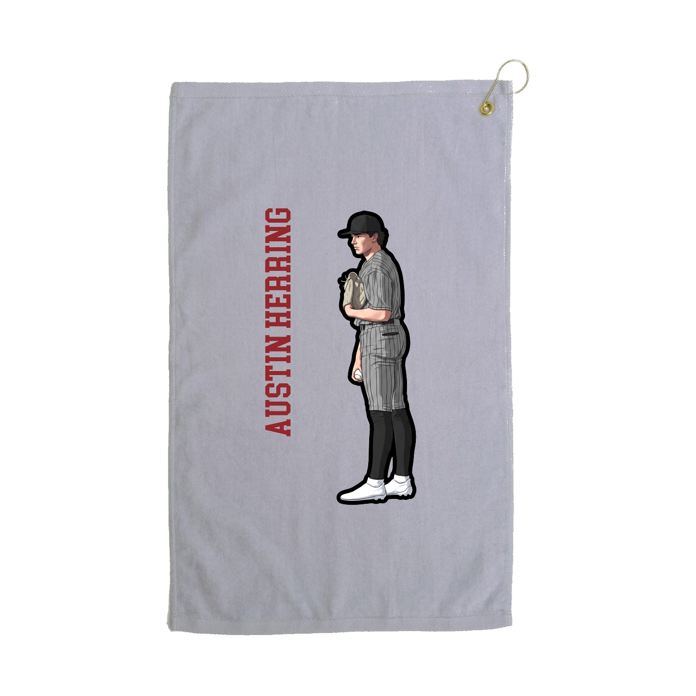 Golf Towel — Name Vertical in Grey