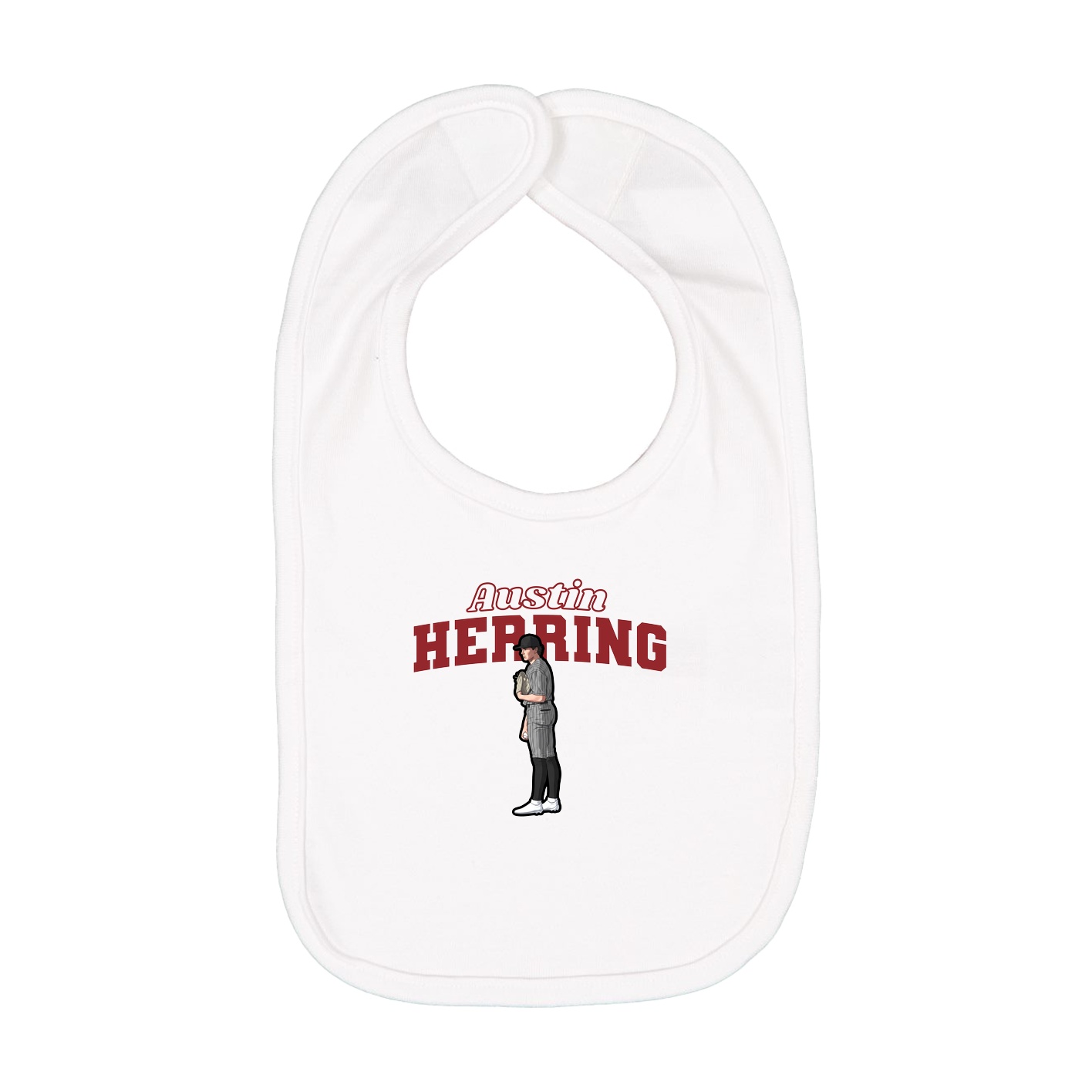 Infant Bib — Name Arch in White