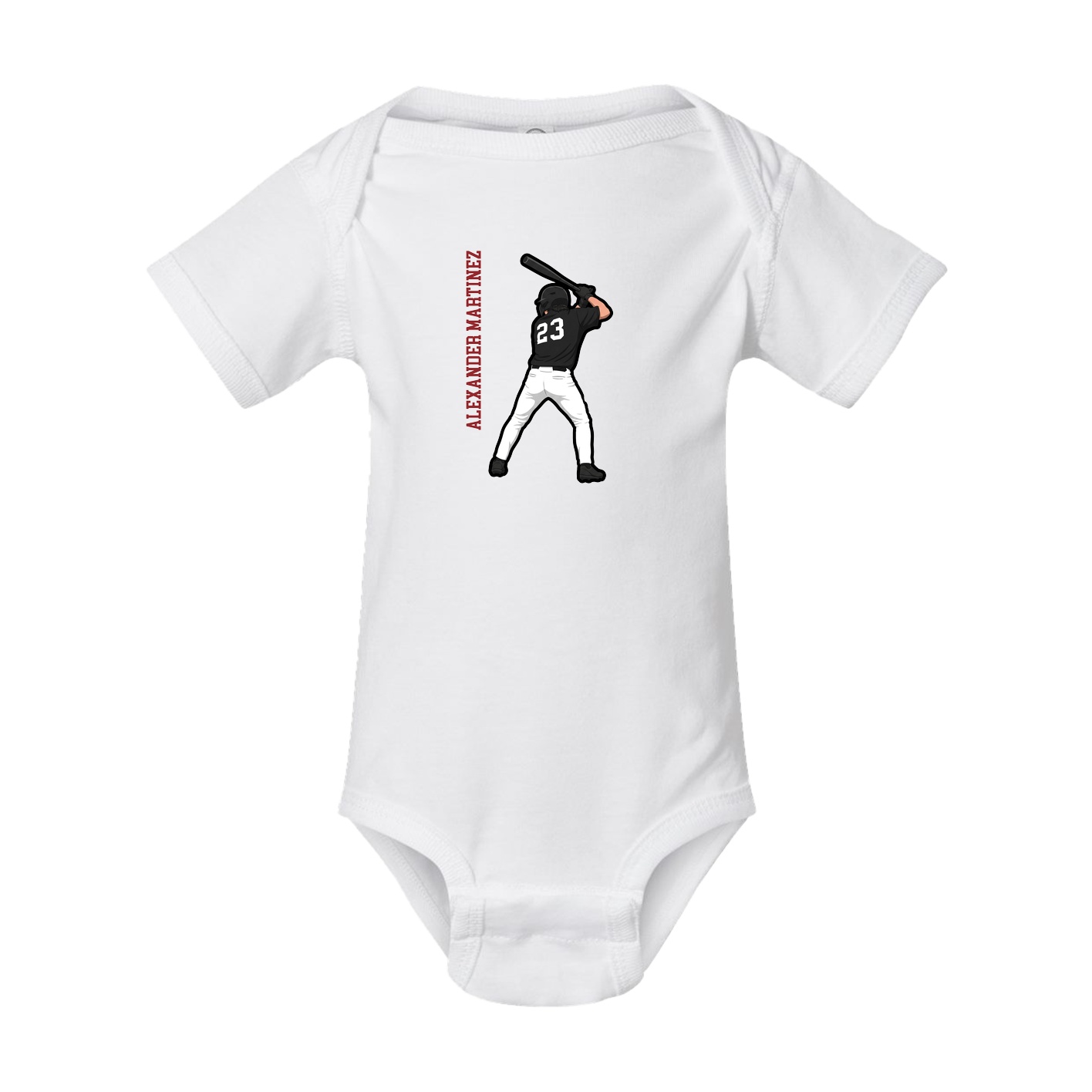 Baby Onesie — Name Vertical in White