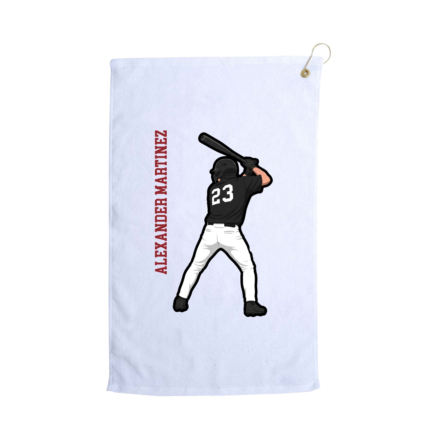 Golf Towel — Name Vertical in White