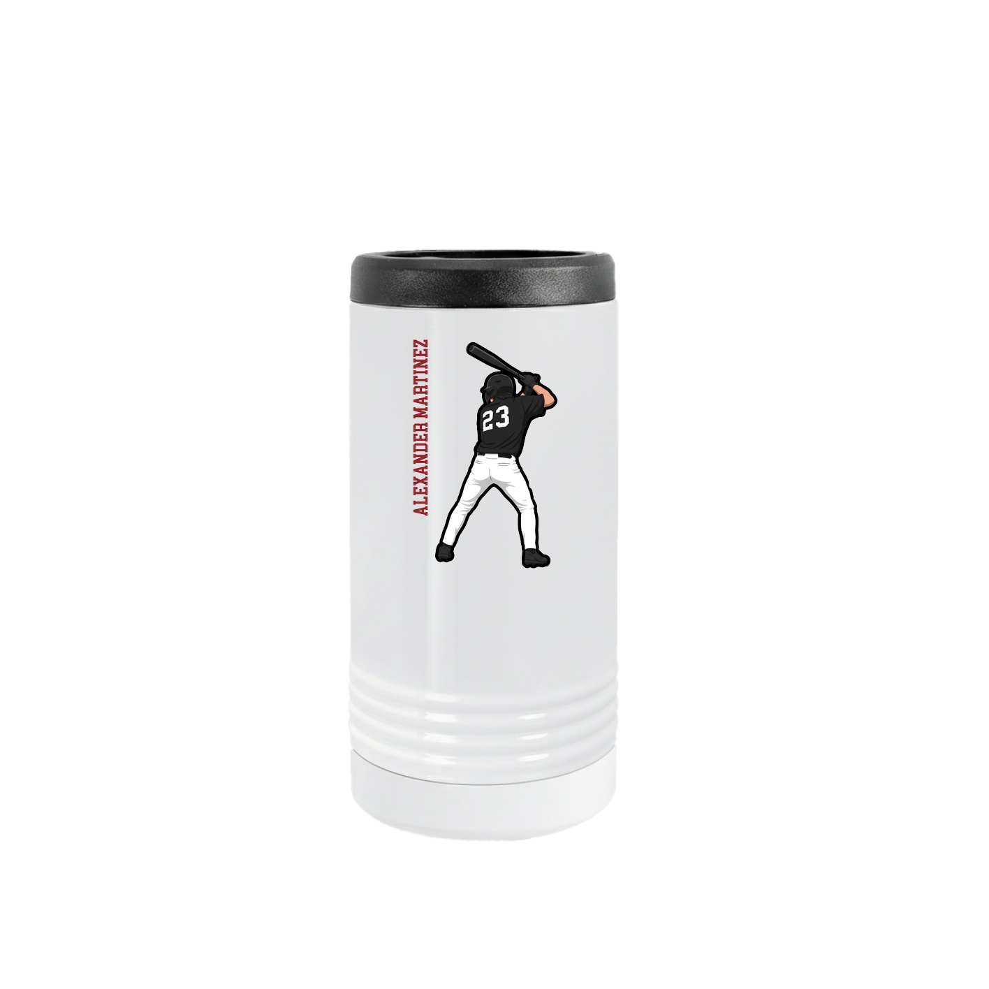 Slim Beverage Holder — Name Vertical in White