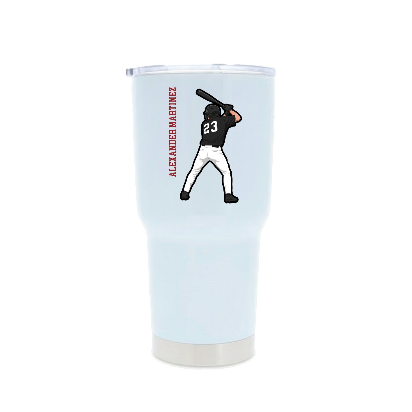 30oz Stainless Steel Tumbler — Name Vertical in White