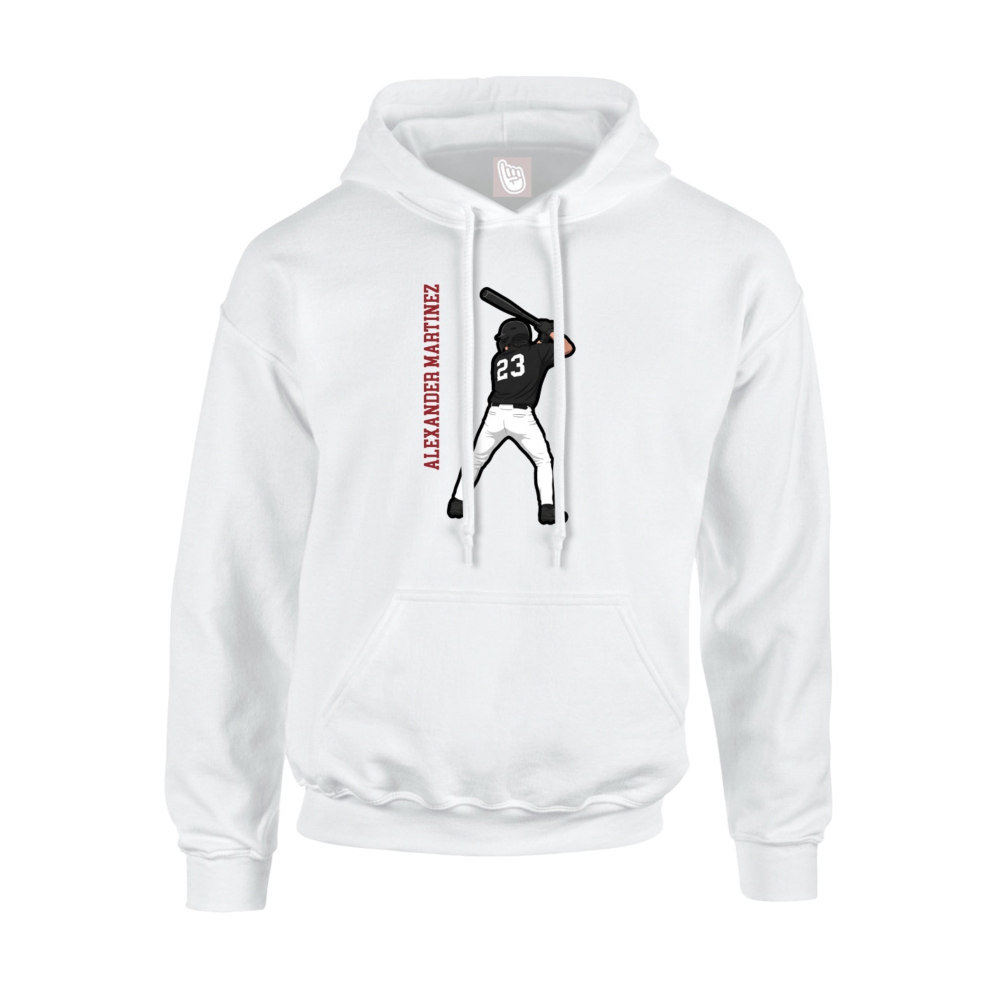 Youth Hoodie — Name Vertical in White