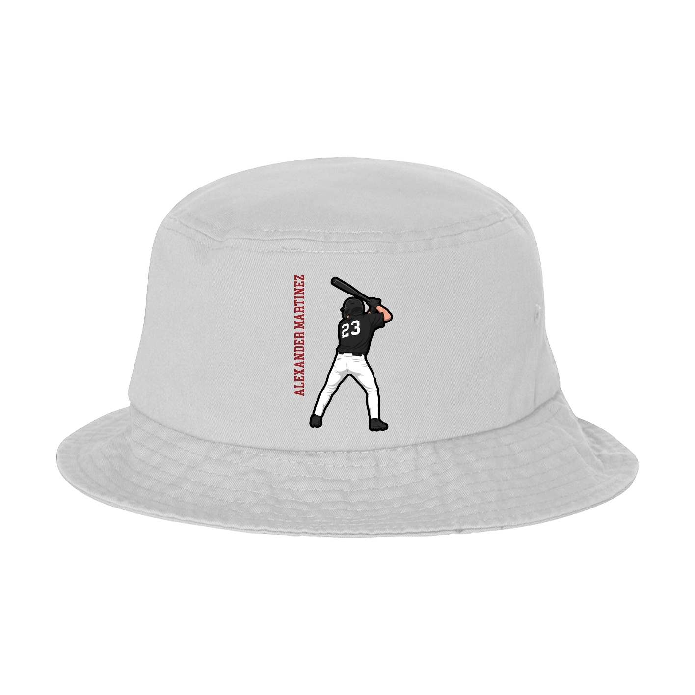Bucket Cap — Name Vertical in White