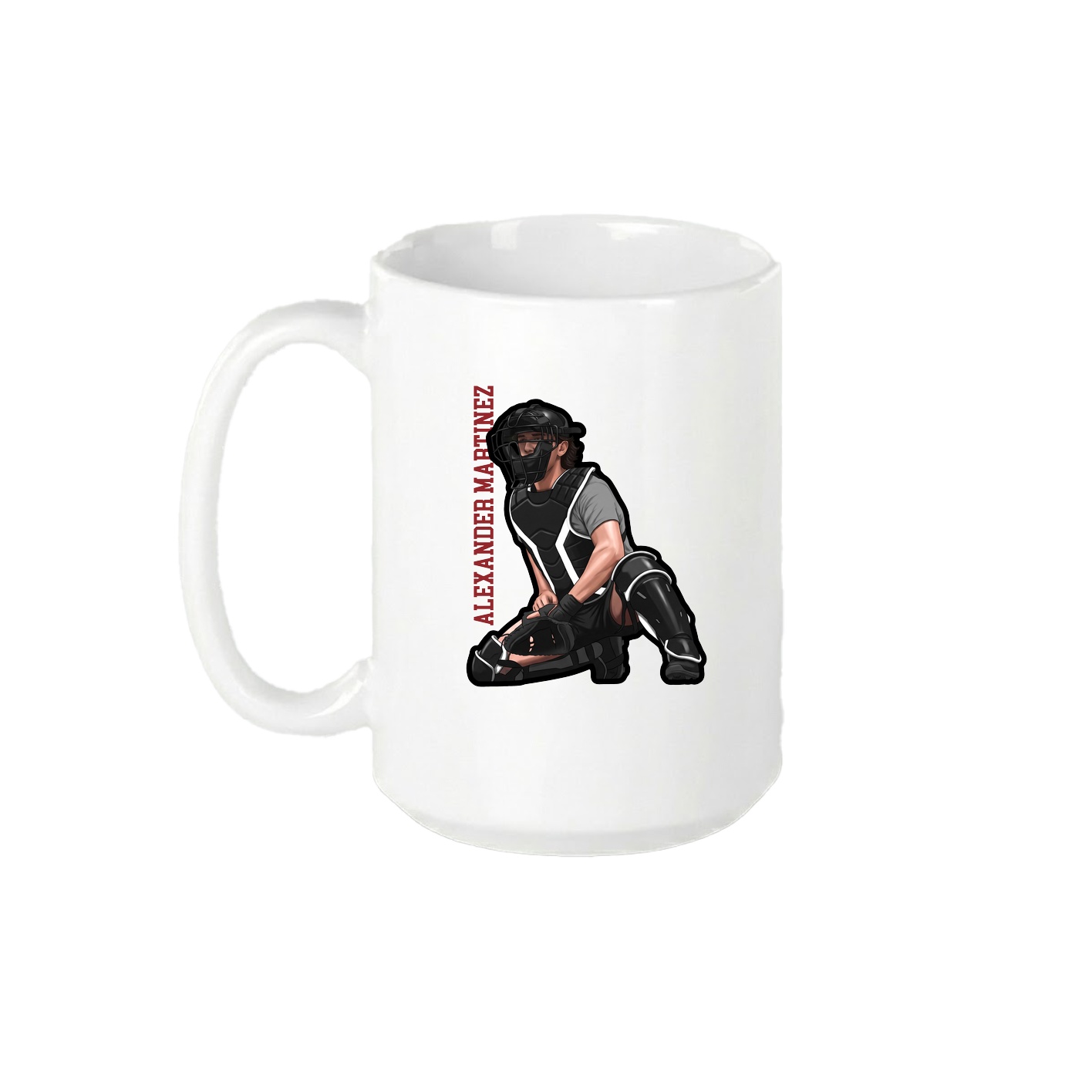 15oz Coffee Mug — Name Vertical in White