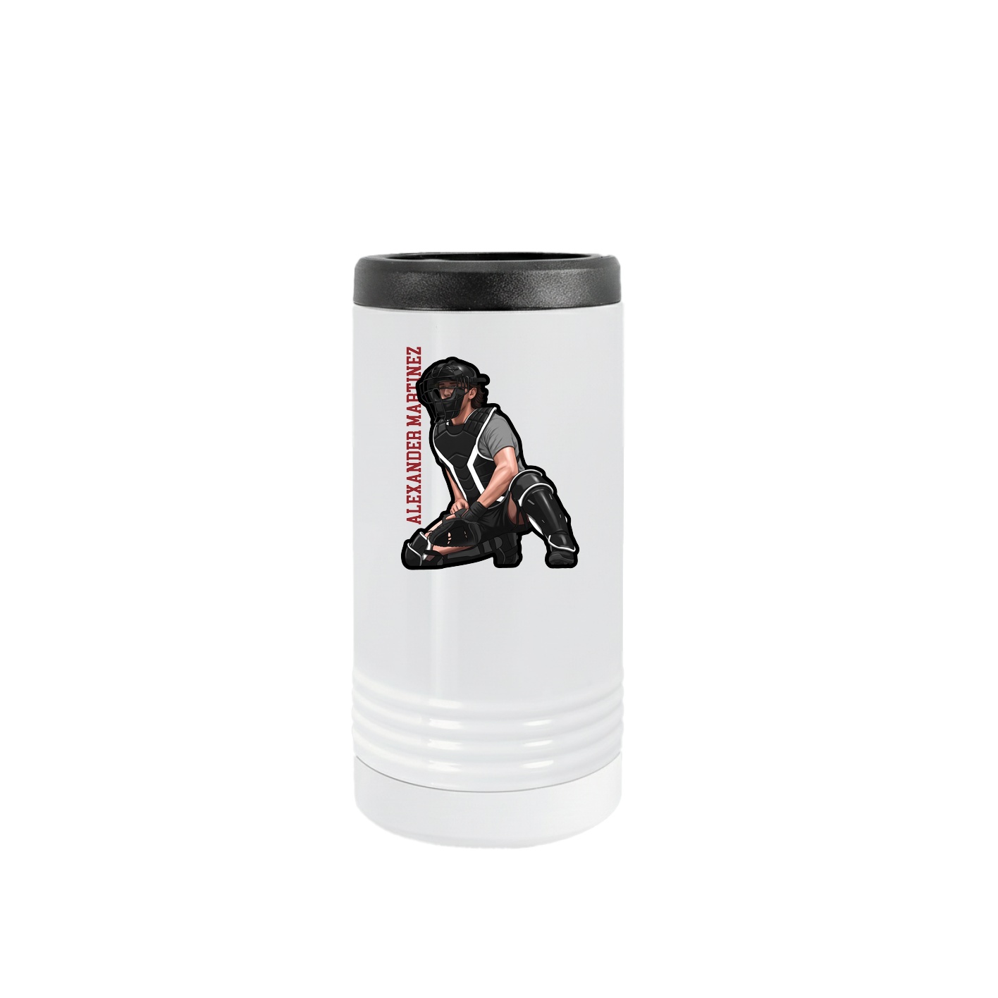 Slim Beverage Holder — Name Vertical in White