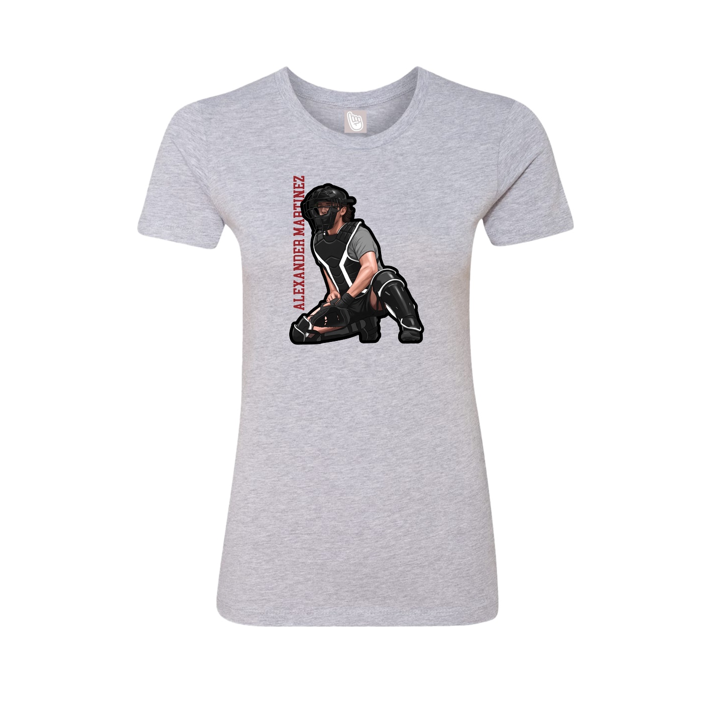 Fitted Women's Tee — Name Vertical in Grey