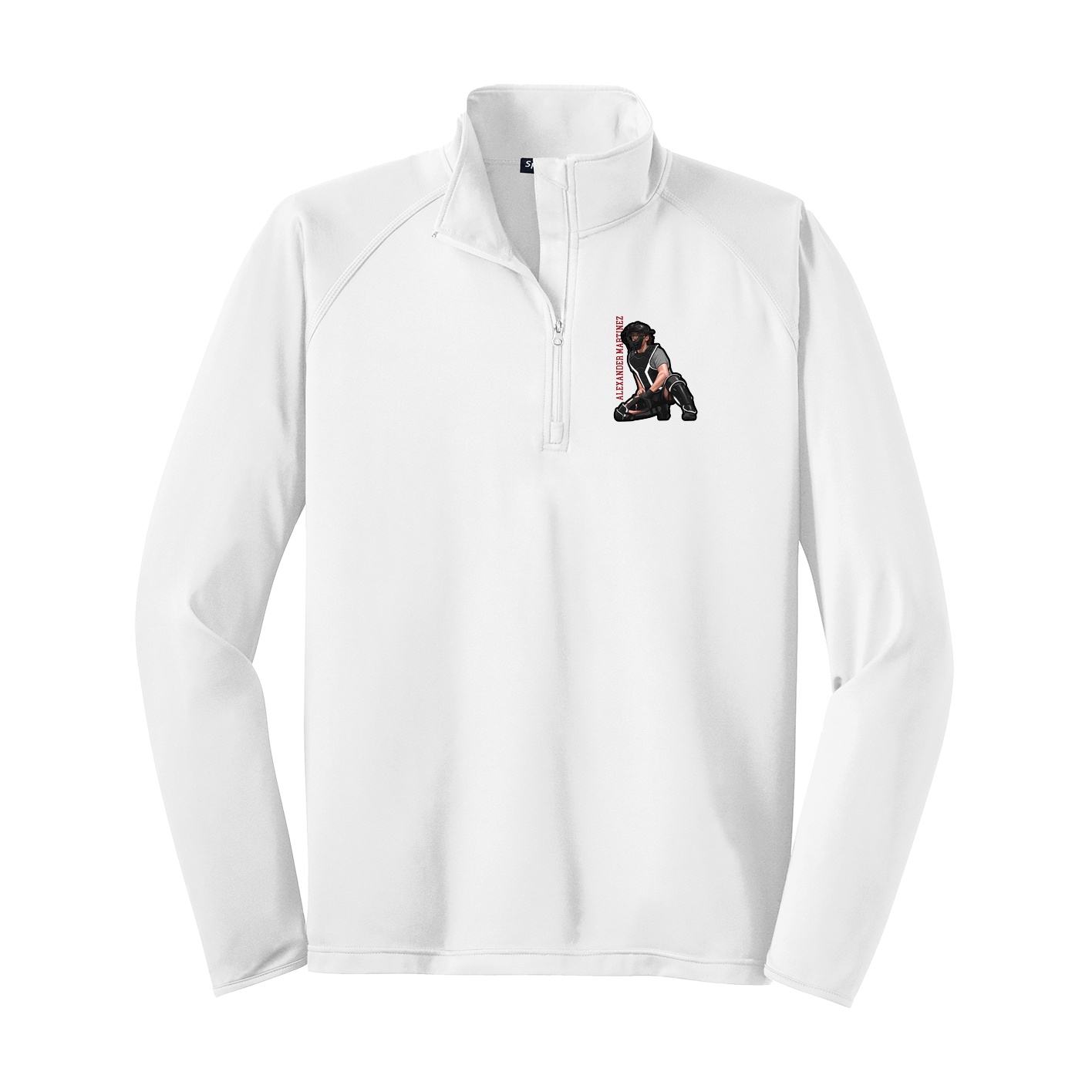Q-Zip Pullover — Name Vertical in White