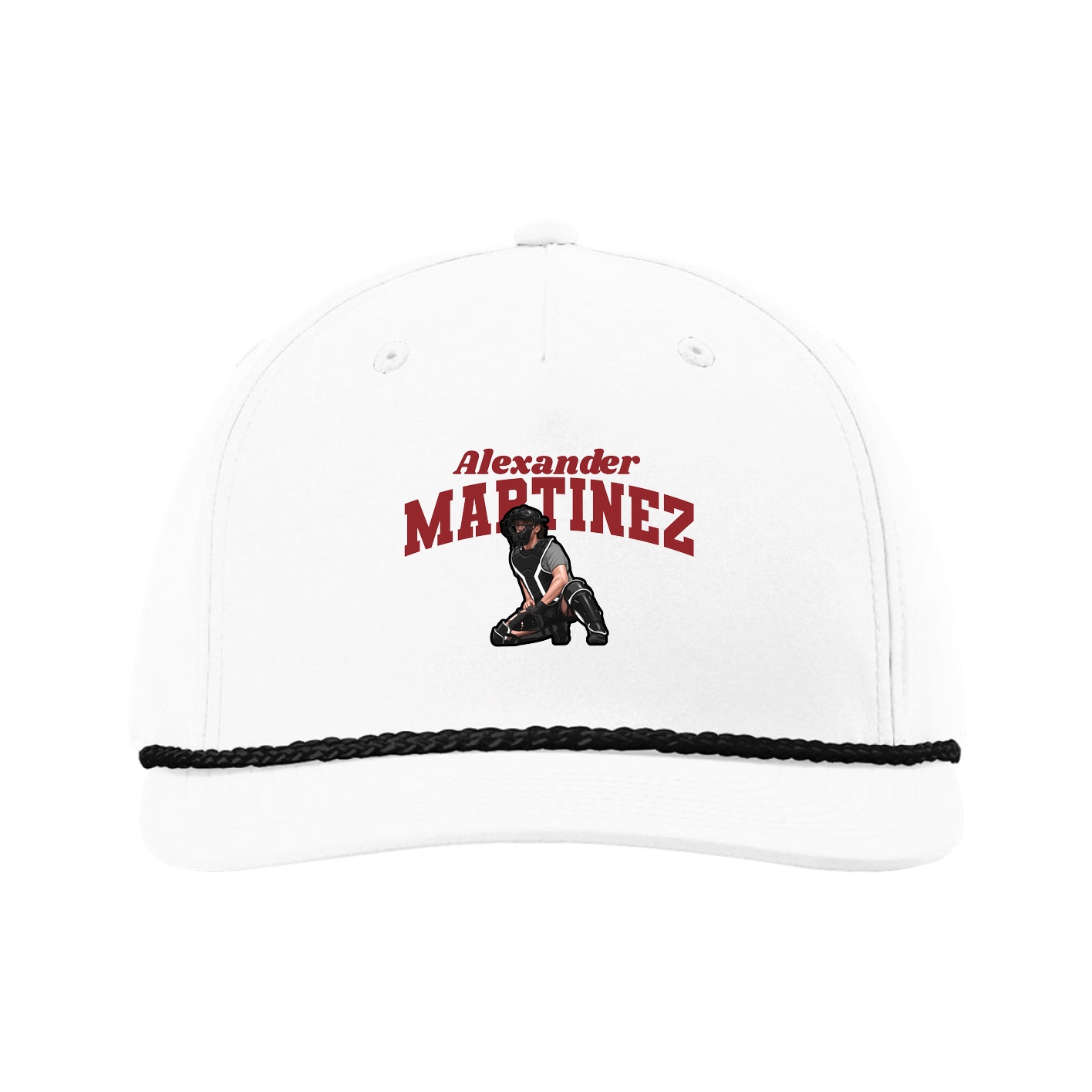 Five-Panel Classic Rope Cap — Signature Arch in White