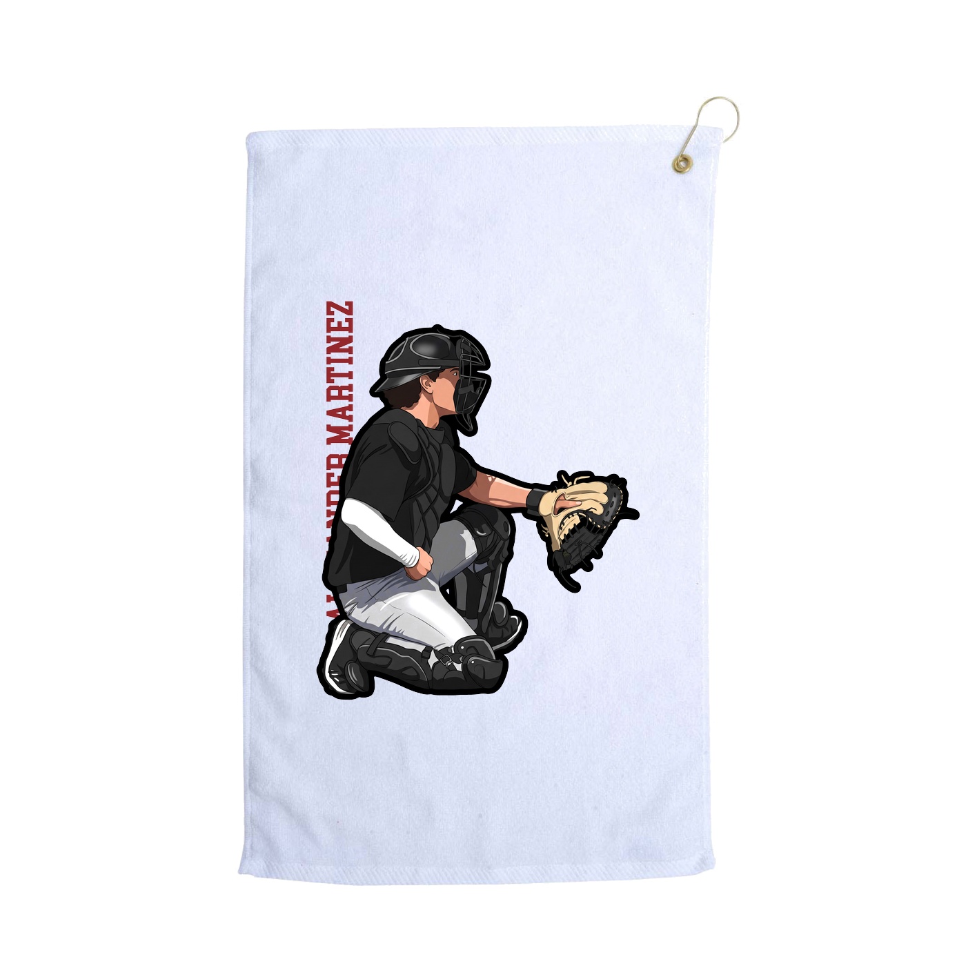 Golf Towel — Name Vertical in White
