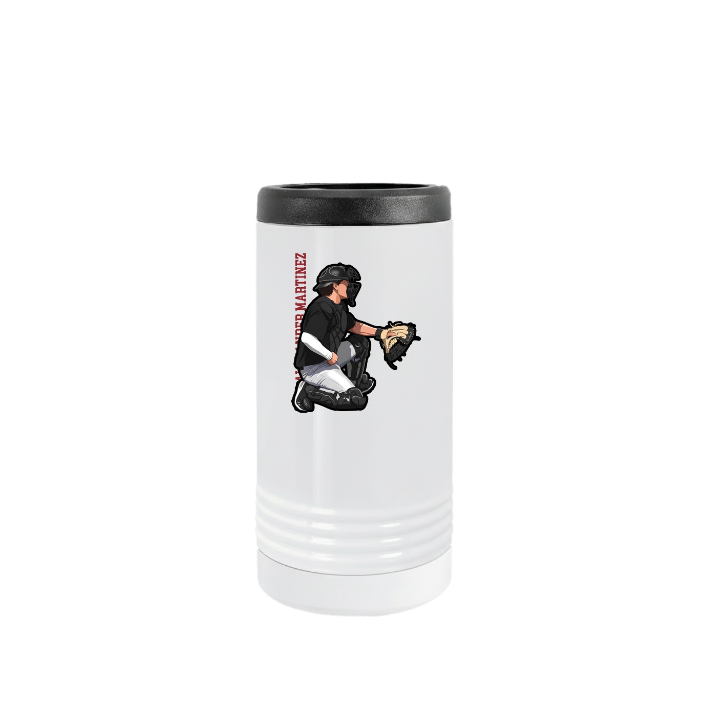 Slim Beverage Holder — Name Vertical in White