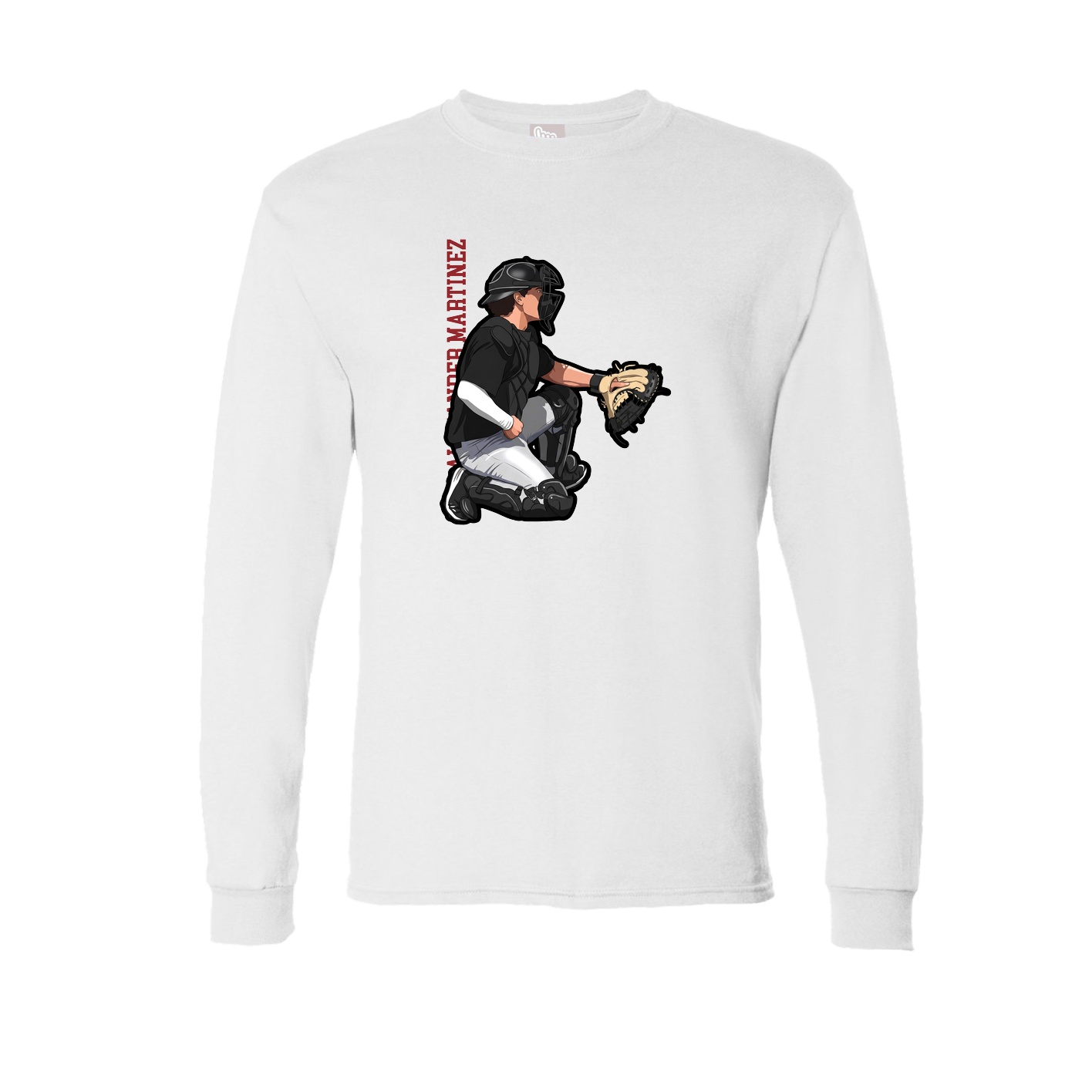 Long Sleeve Tee — Name Vertical in White