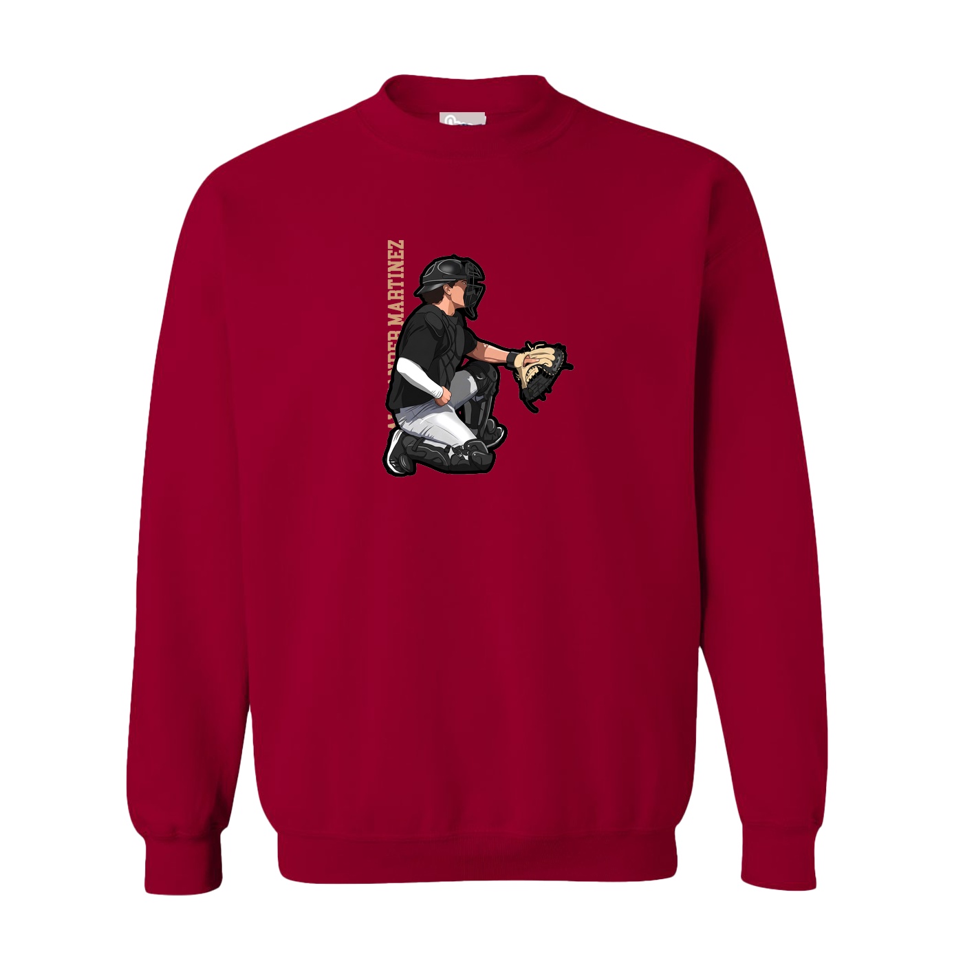 Fleece Crew — Name Vertical in Cardinal