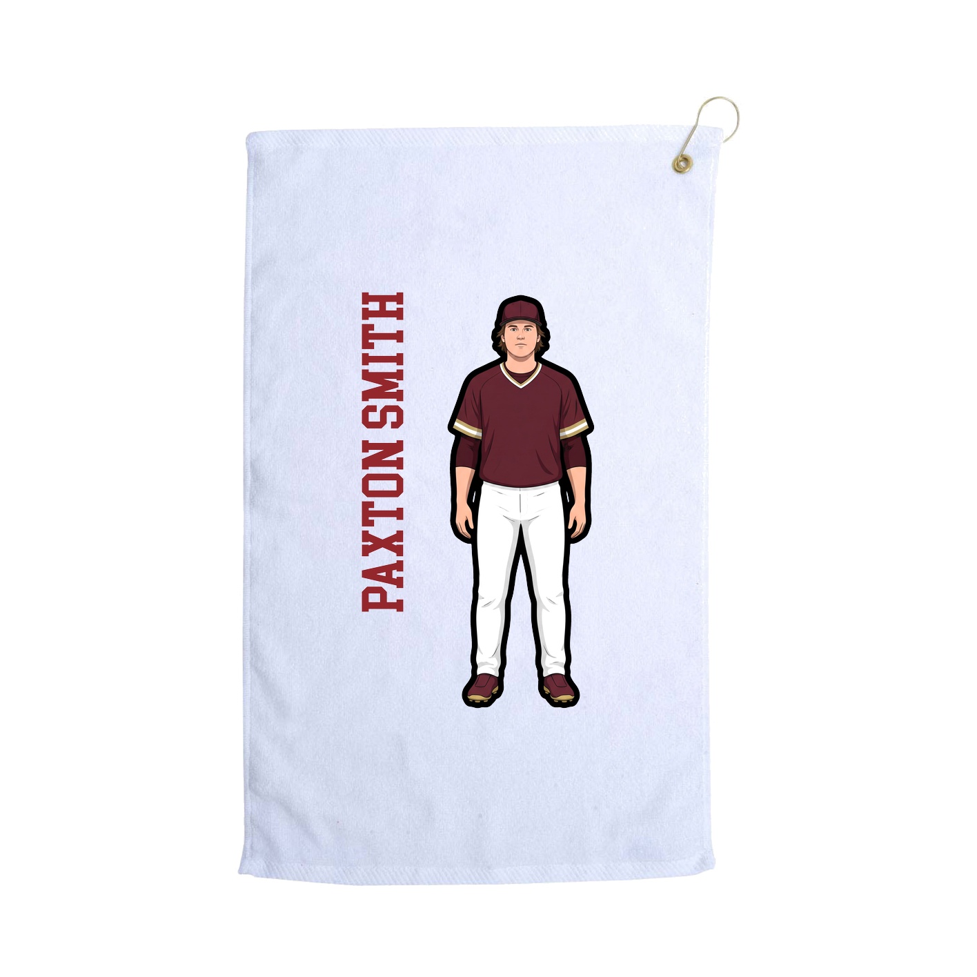 Golf Towel — Name Vertical in White