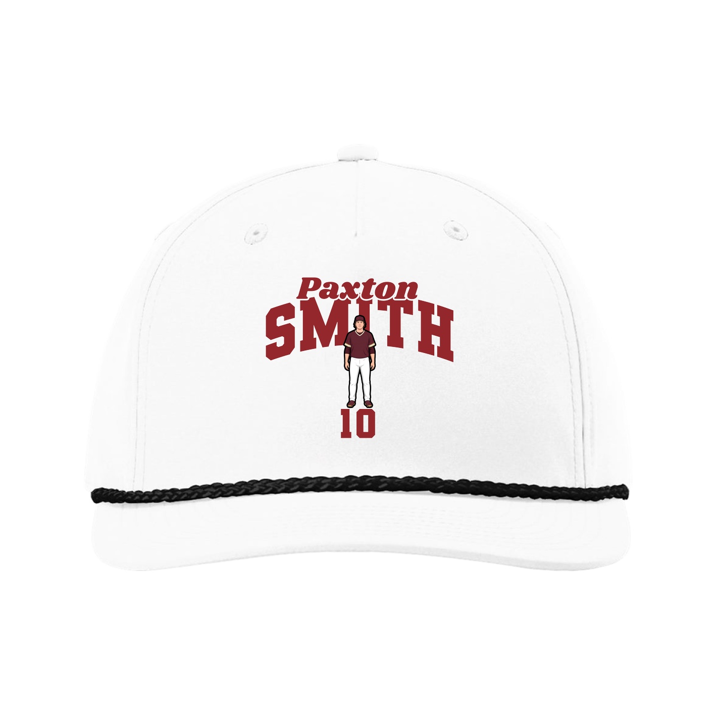 Five-Panel Classic Rope Cap — Signature Arch in White