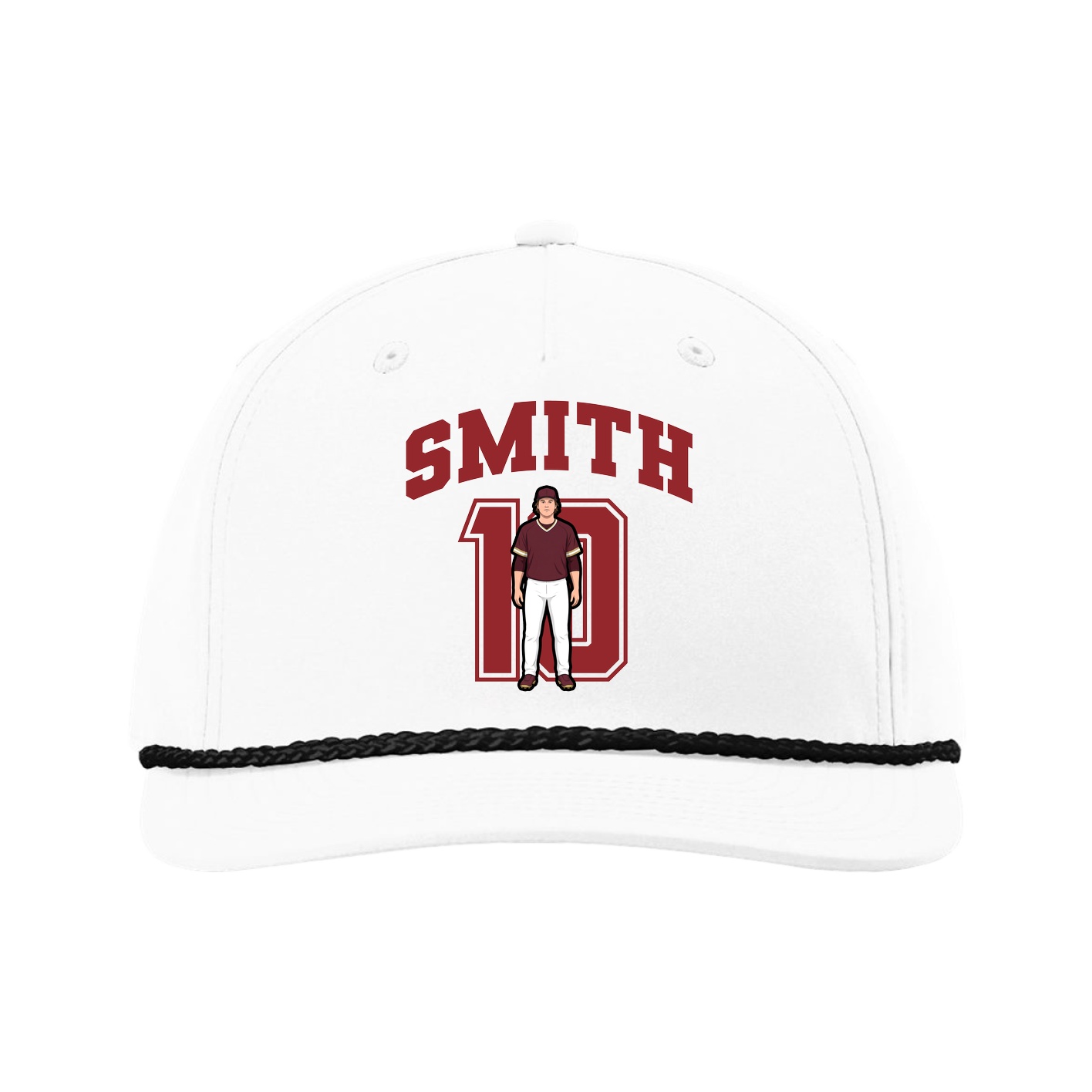 Five-Panel Classic Rope Cap — Number in White