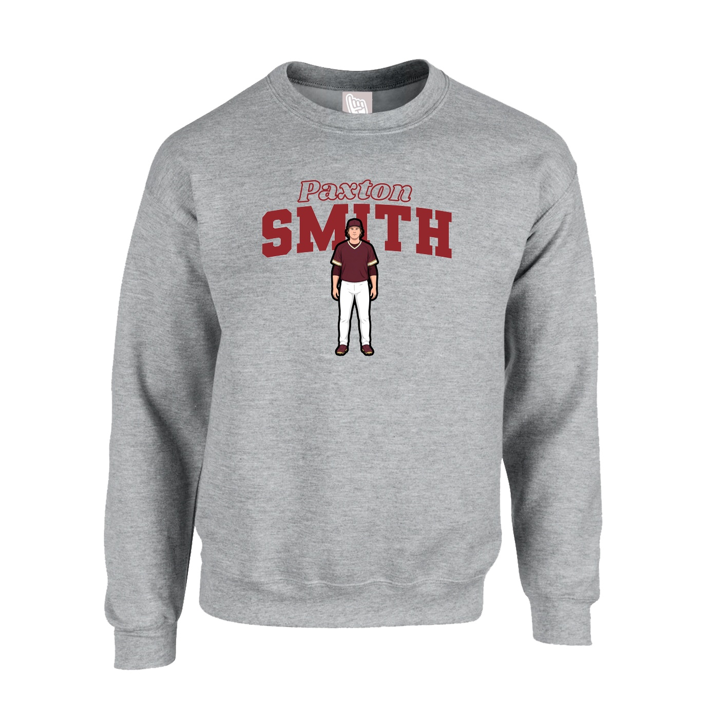 Fleece Crew — Name Arch in Grey