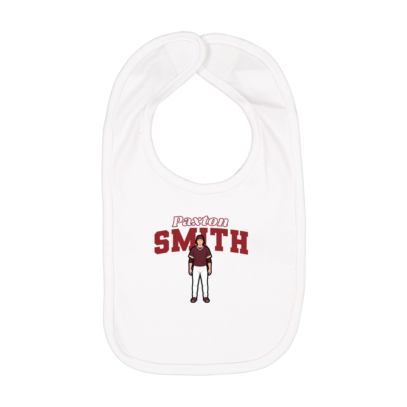 Infant Bib — Name Arch in White