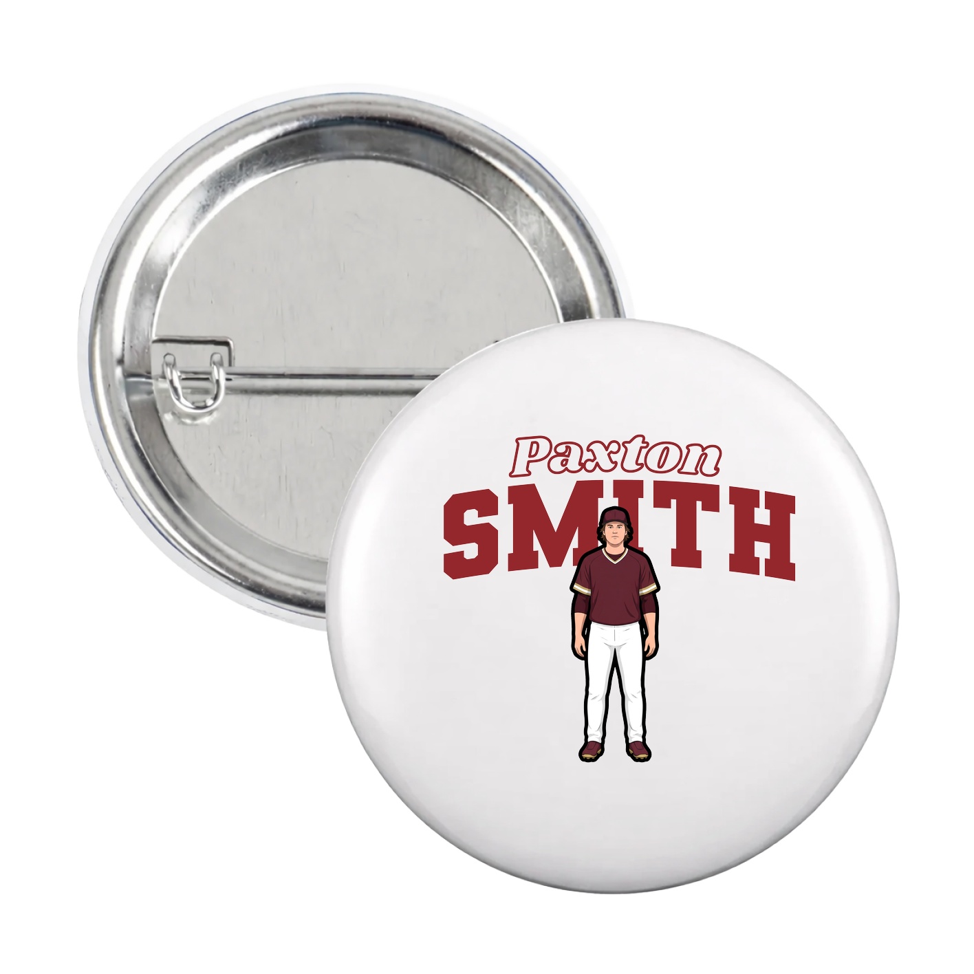 Game Day Button — Name Arch in White