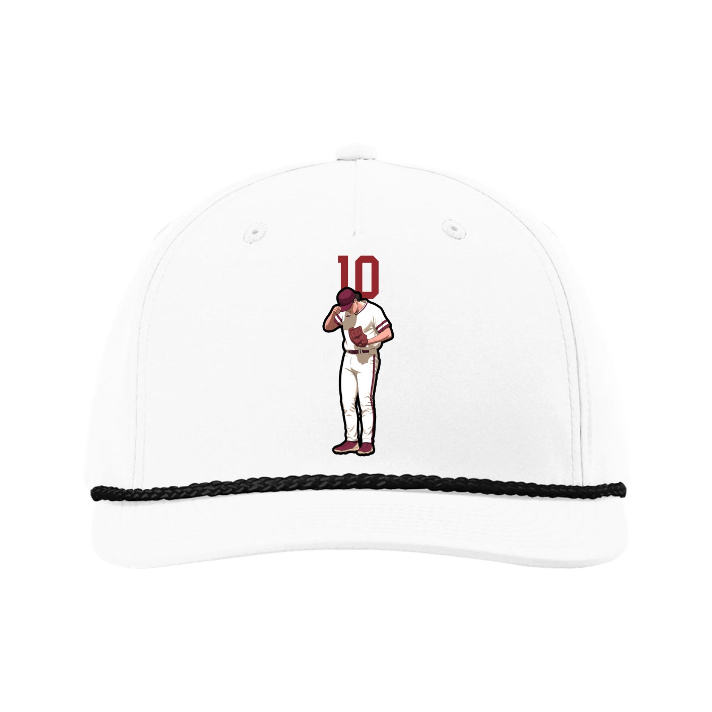 Five-Panel Classic Rope Cap — Number Top in White