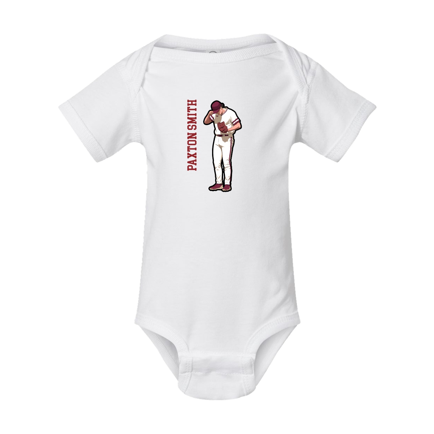 Baby Onesie — Name Vertical in White