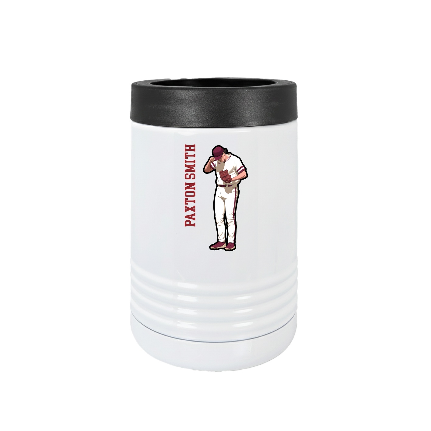 Beverage Holder — Name Vertical in White