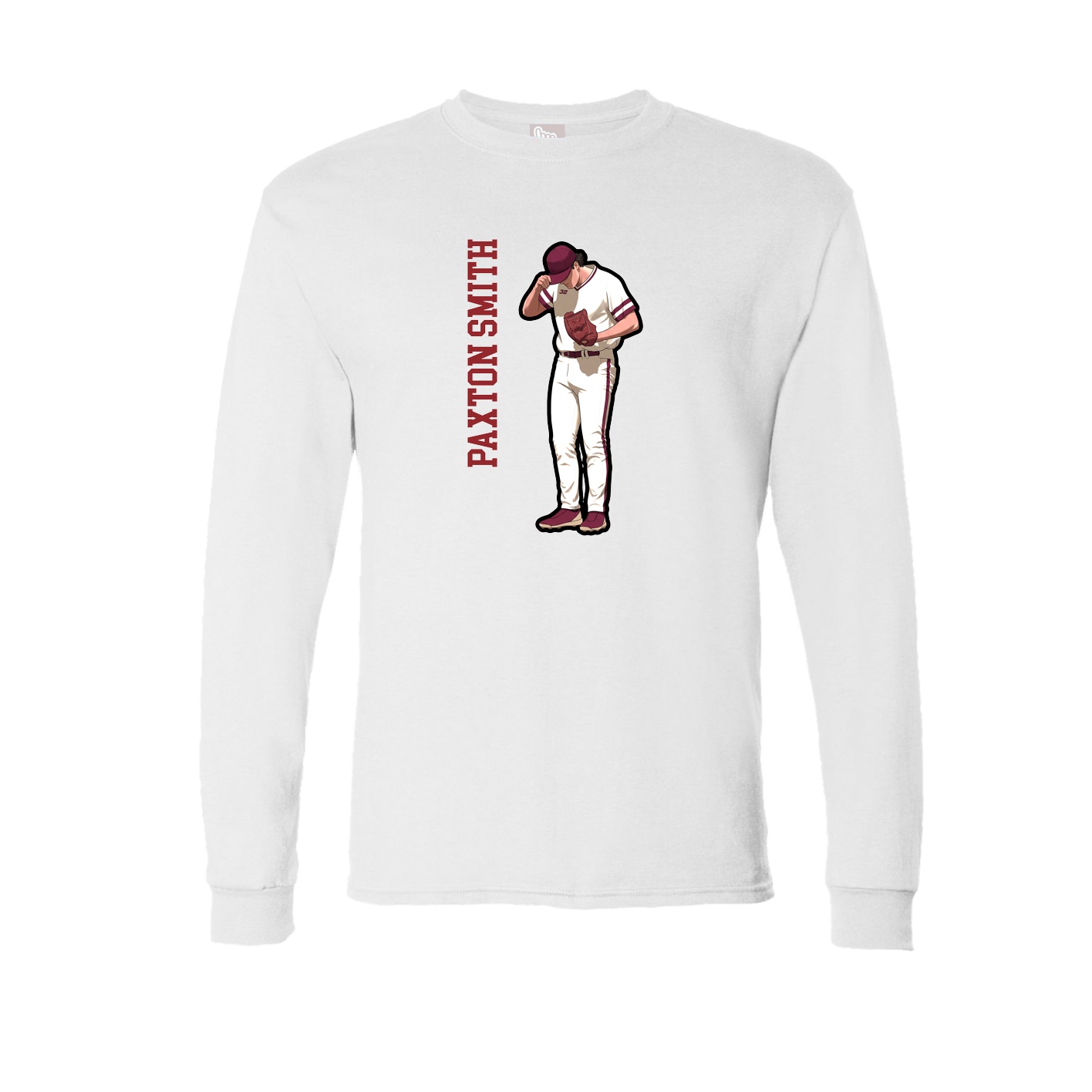 Long Sleeve Tee — Name Vertical in White