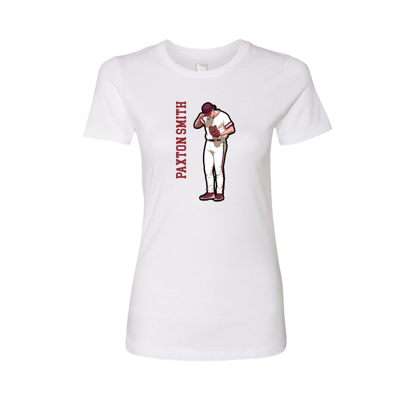 Womens Tee — Name Vertical in White