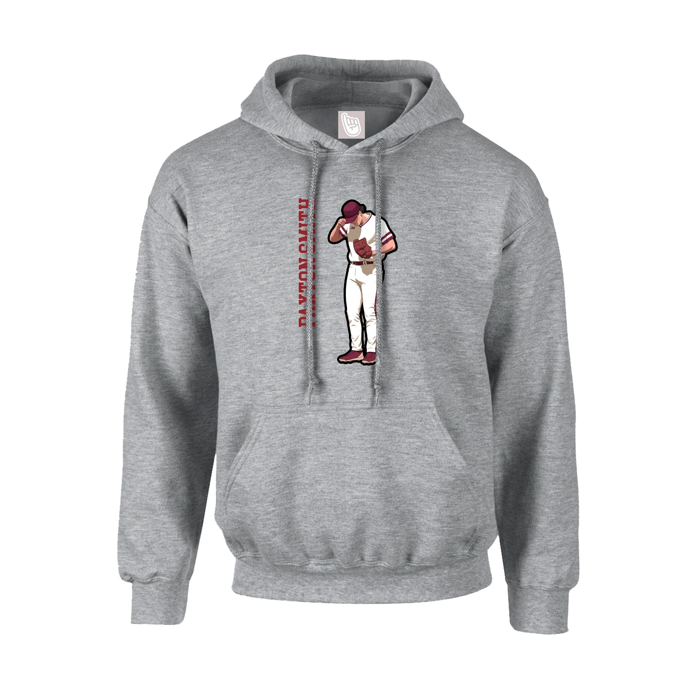 Youth Hoodie — Name Vertical in Grey