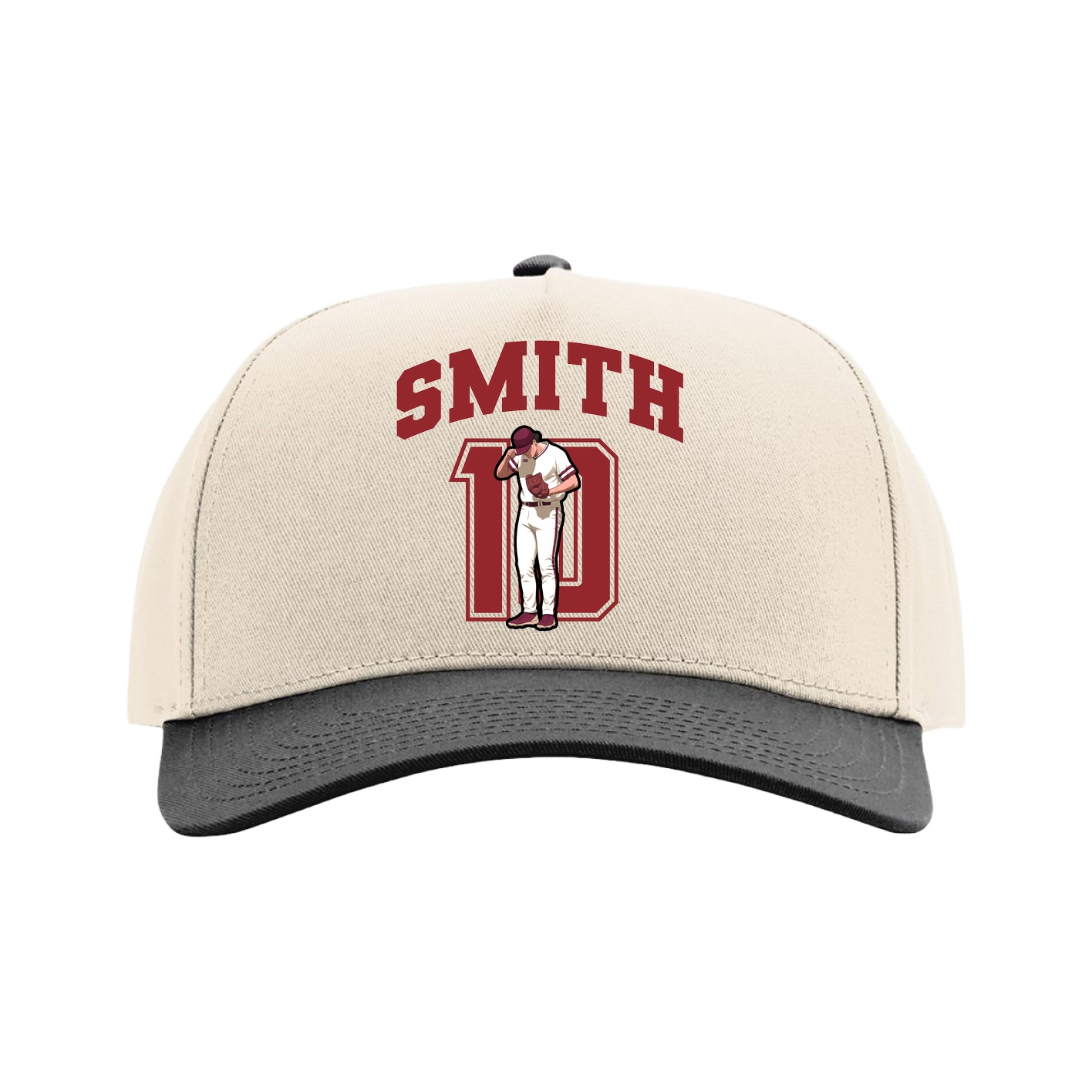Full Fabric Five-Panel Champ Cap — Number in Cream/Black