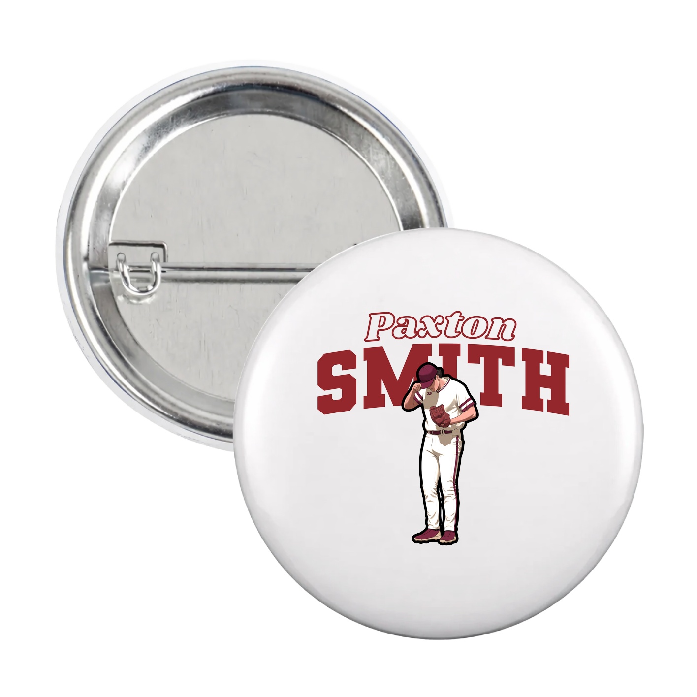 Game Day Button — Name Arch in White