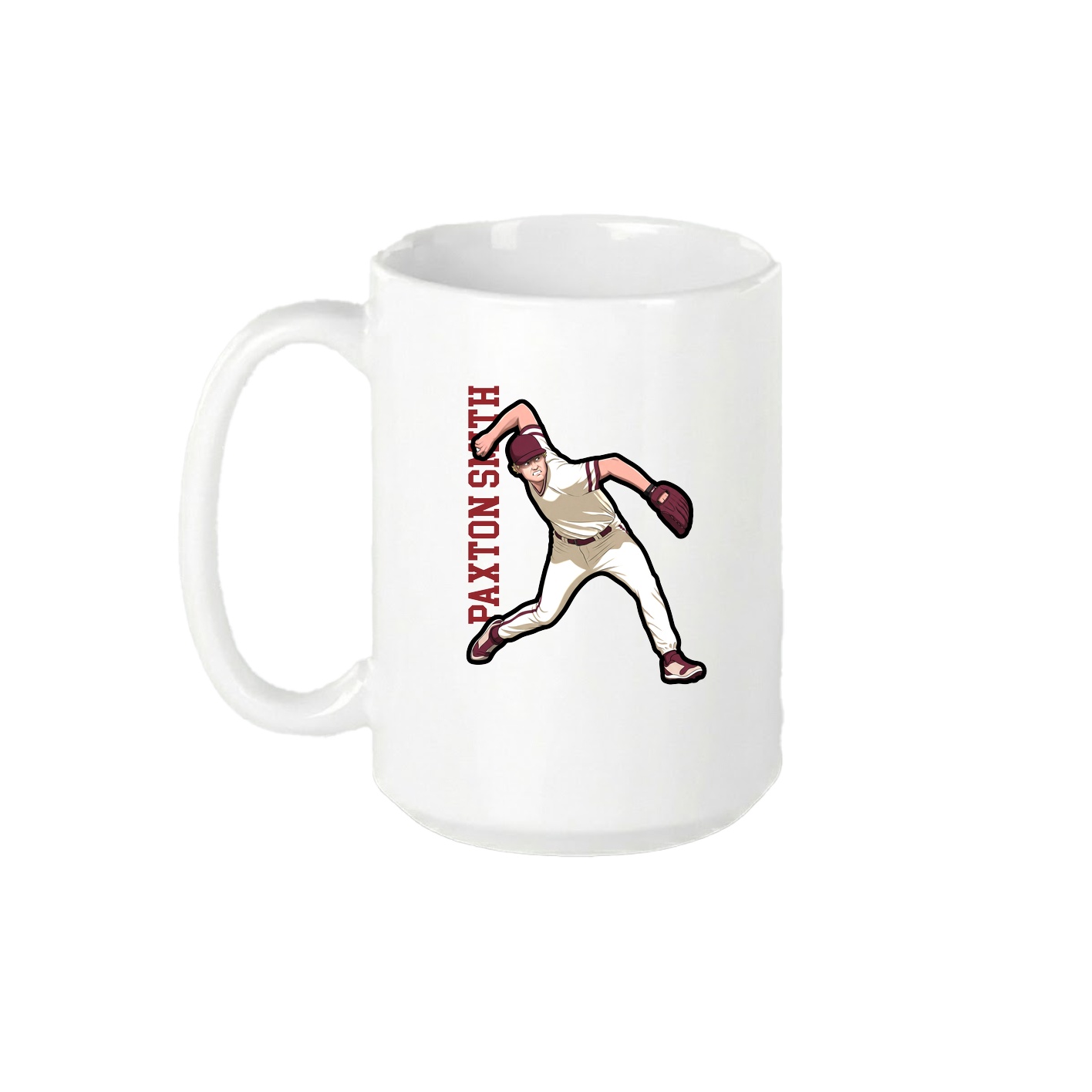 15oz Coffee Mug — Name Vertical in White