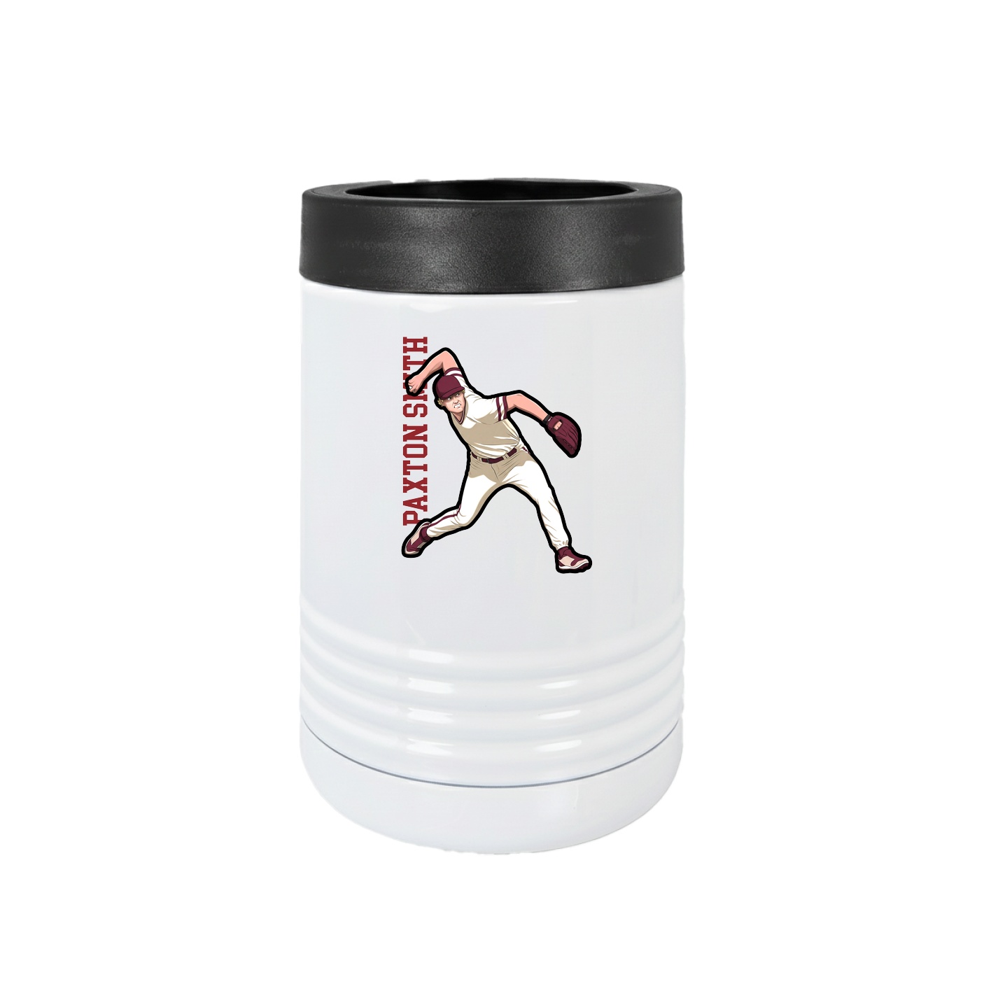 Beverage Holder — Name Vertical in White