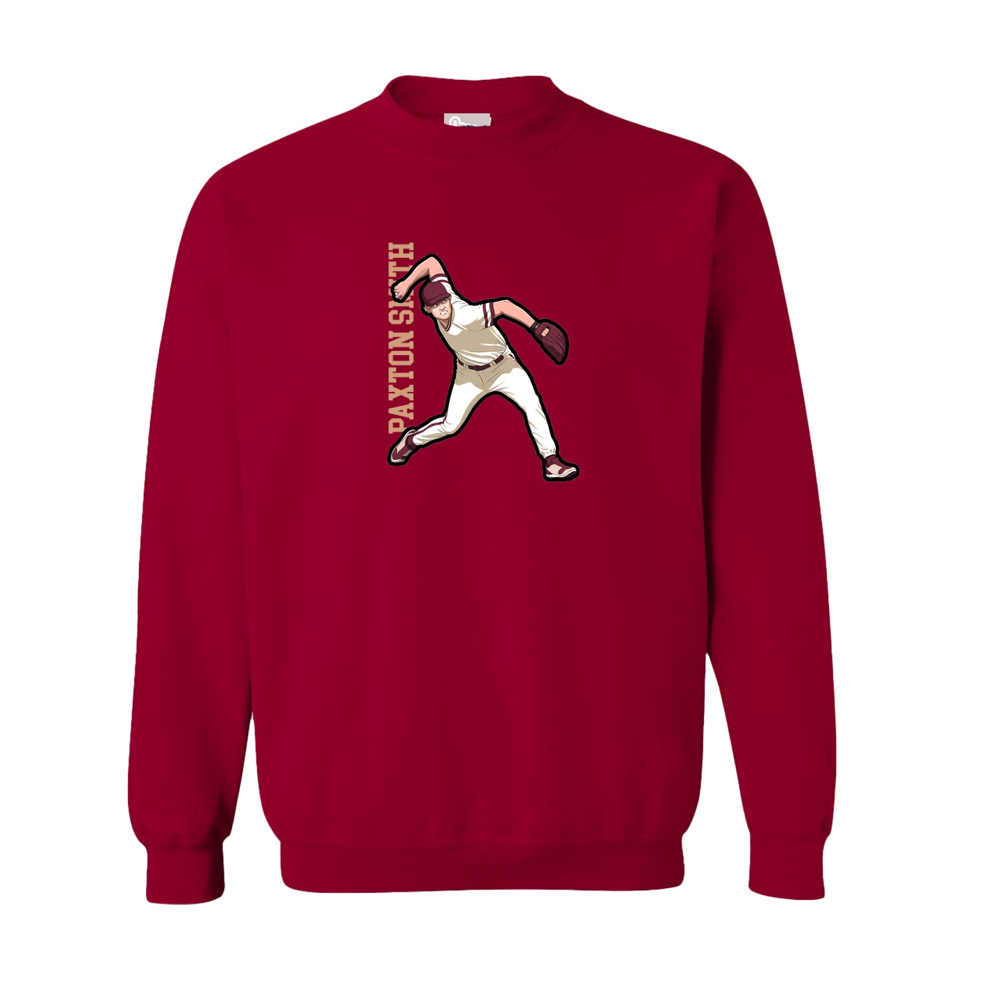 Fleece Crew — Name Vertical in Cardinal