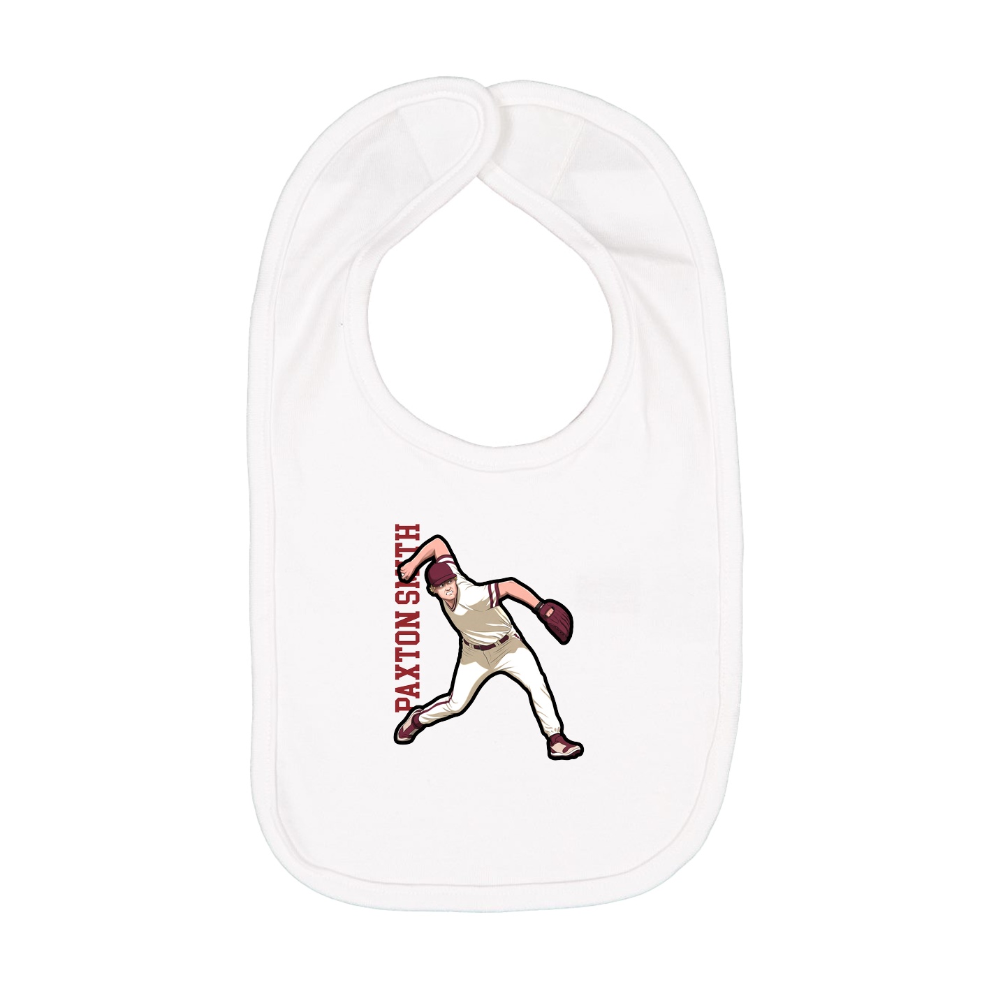 Infant Bib — Name Vertical in White